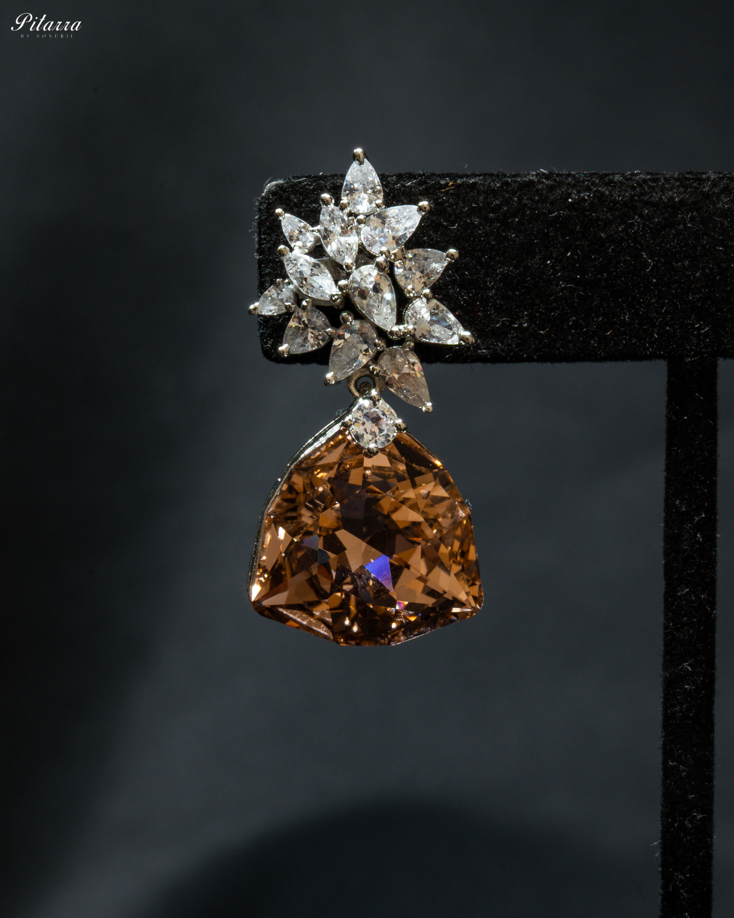 White Stone Silver Floral CZ Stud Earrings