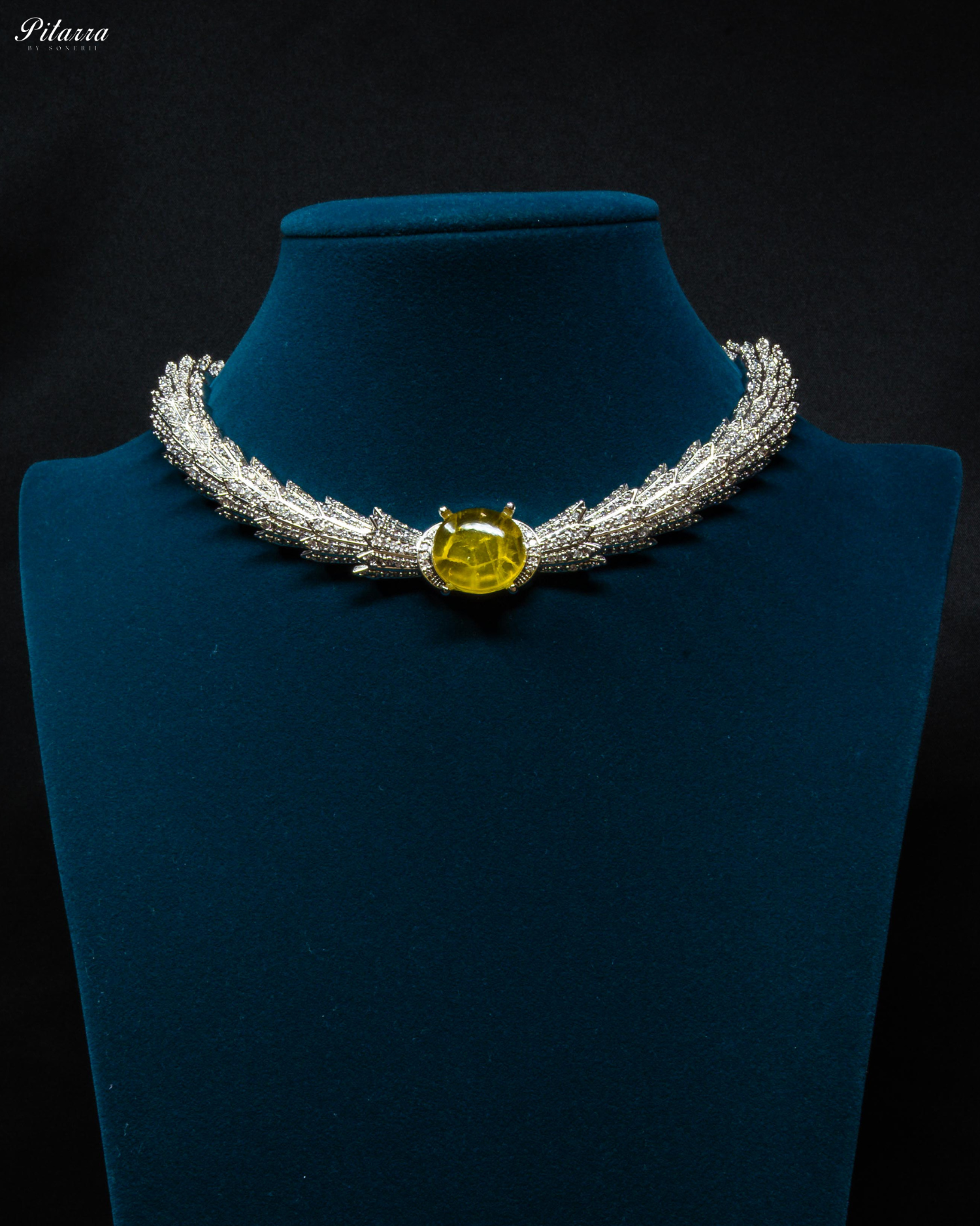 Yellow Doublet Stone Cubic Zirconia Necklace Set