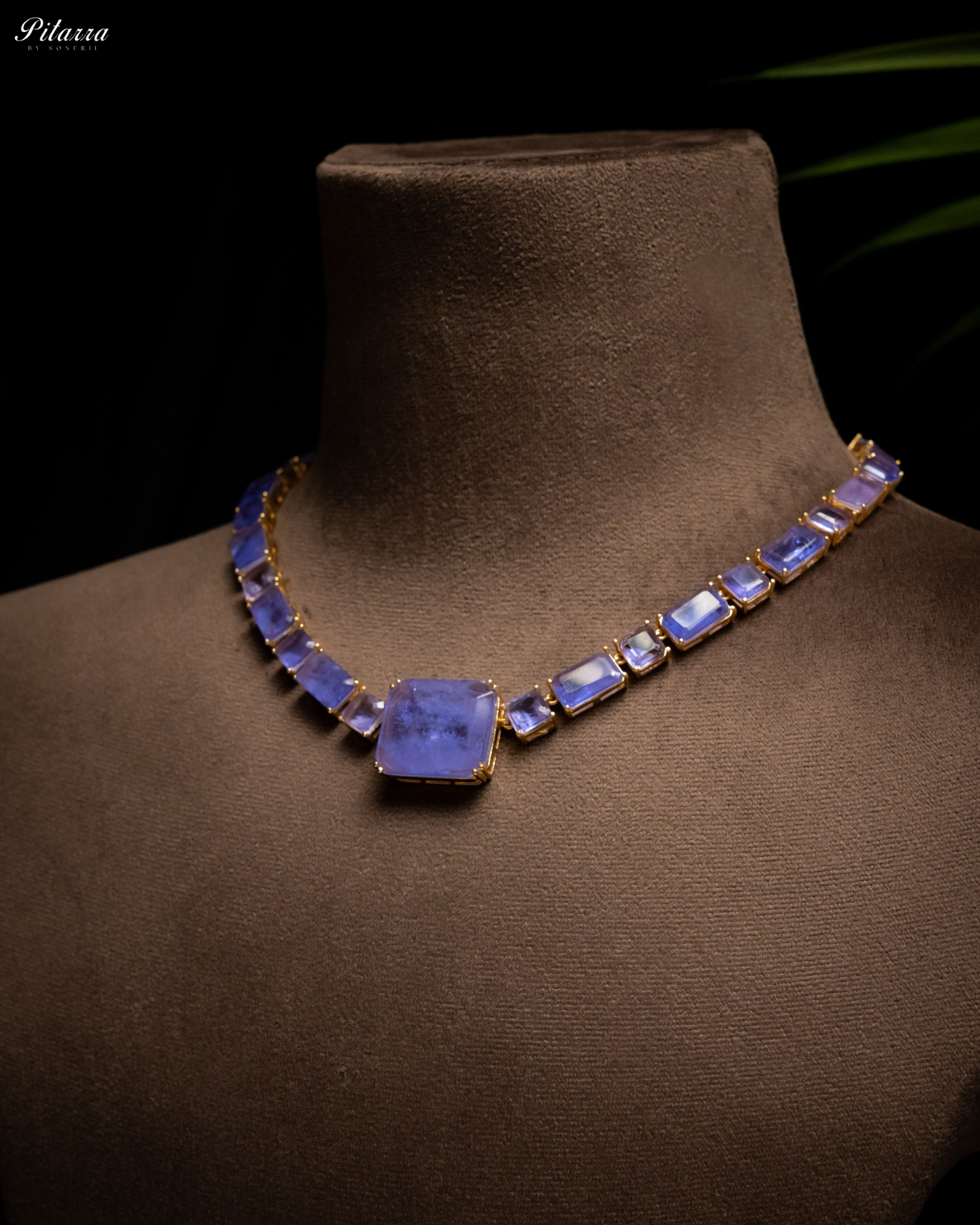 Blue Square Cubic Zirconia Necklace Set