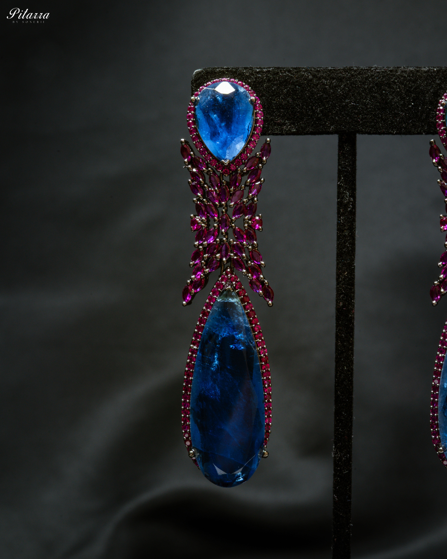 Blue Stone Contemporary Drop Earrings