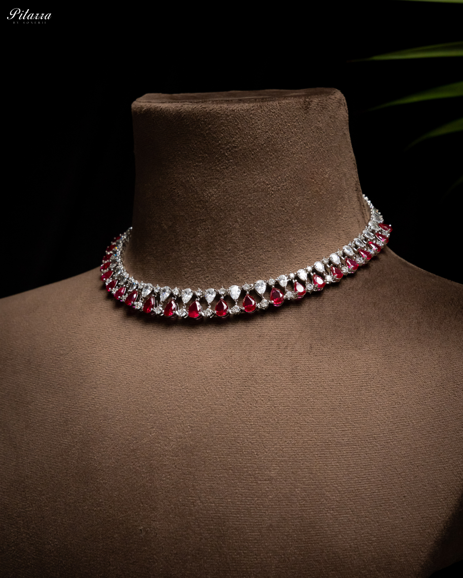 Red Drop CZ Necklace Set