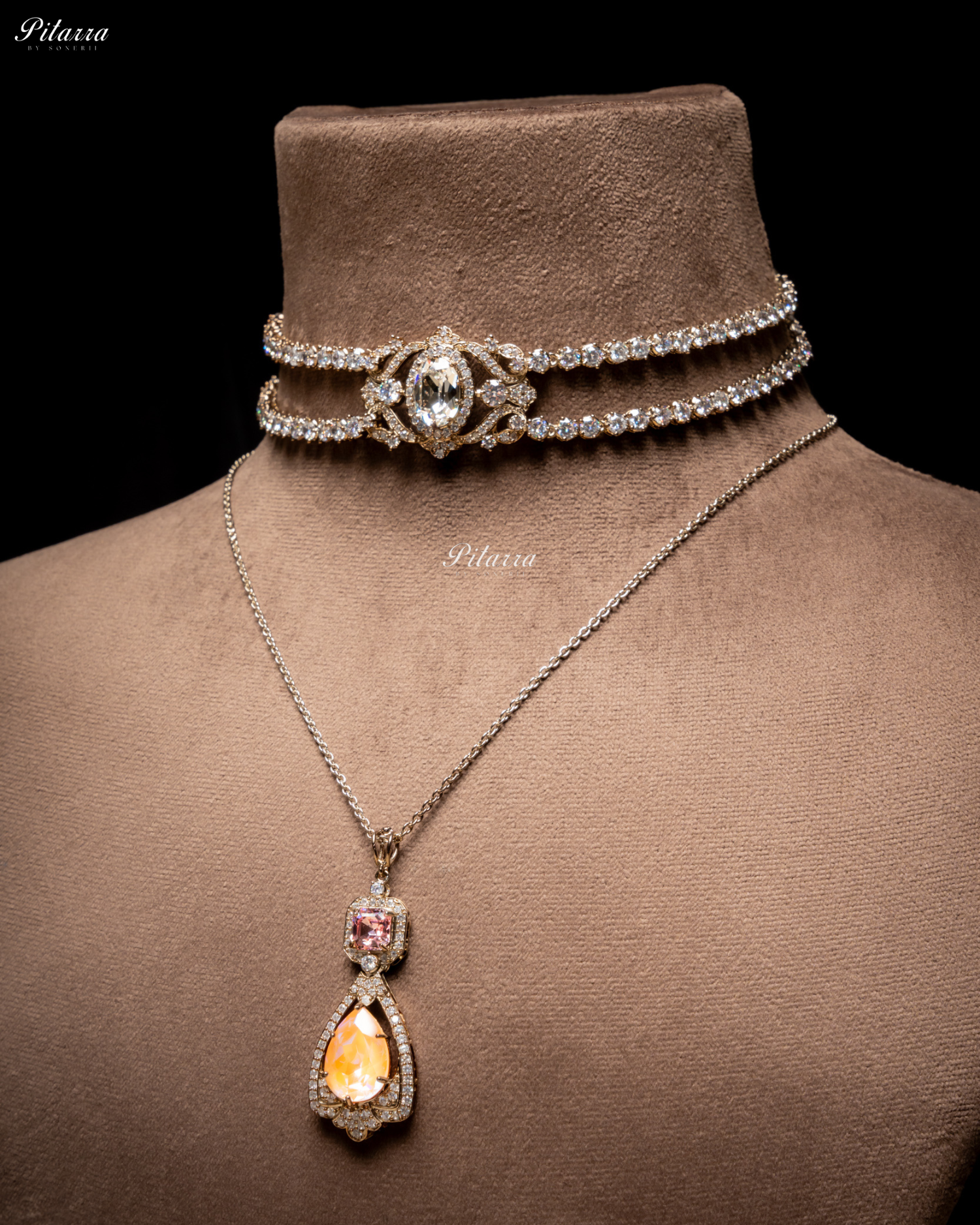 Yellow Stone Layered Zircon Necklace Set