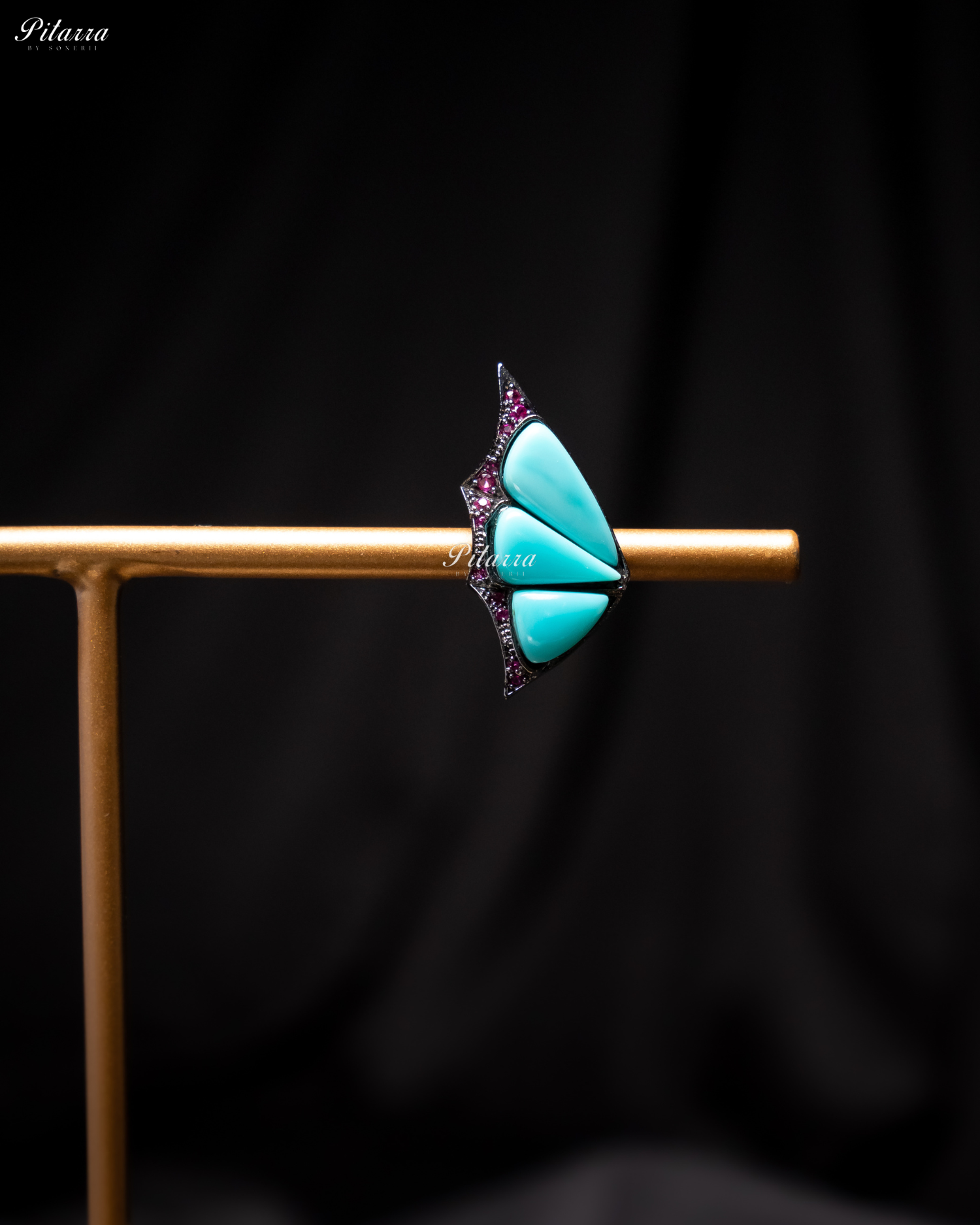 Turquoise Blue Wing Shape CZ Crystal Stud Earrings