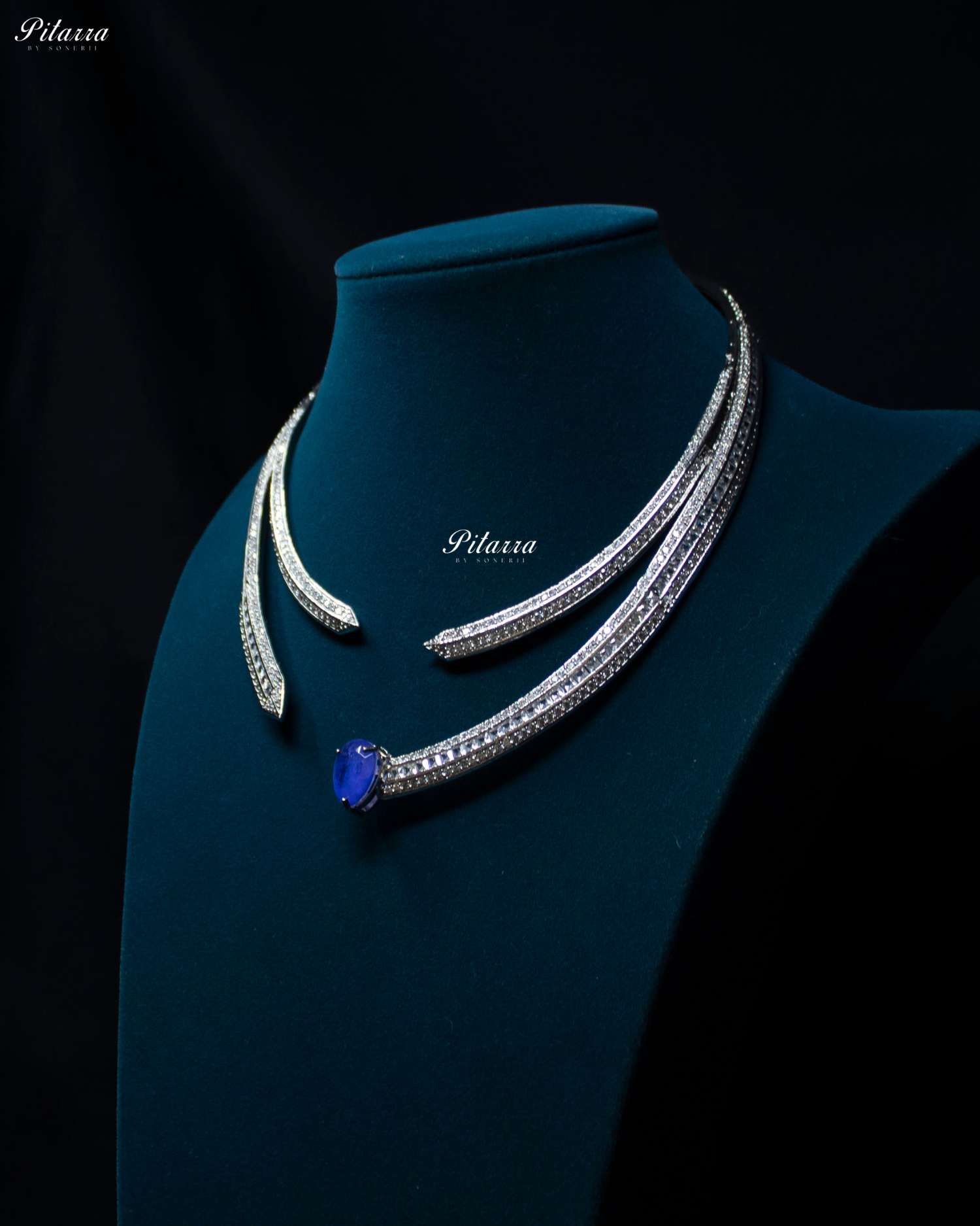 Blue Stone CZ Crystal Choker Set