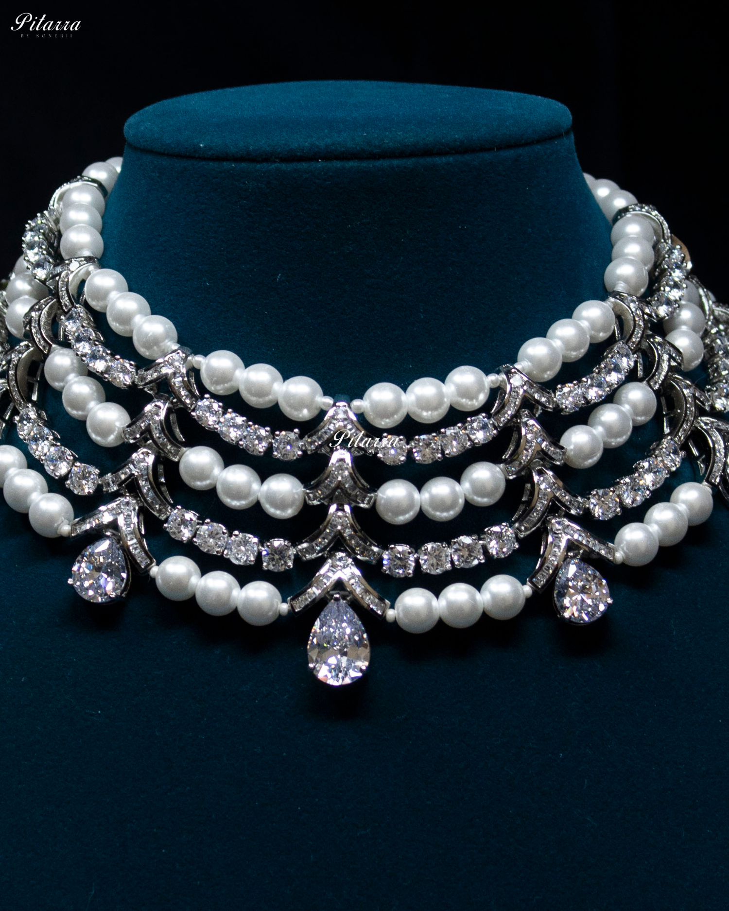 Five Layer Pearls Crystal Necklace Set