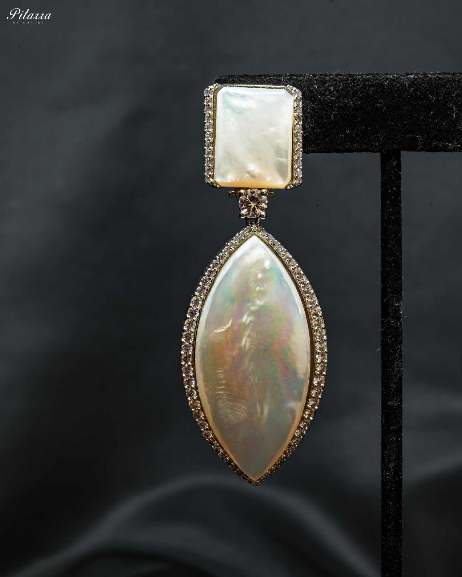 White Stone Silver Plated Crystal Drop Earrings