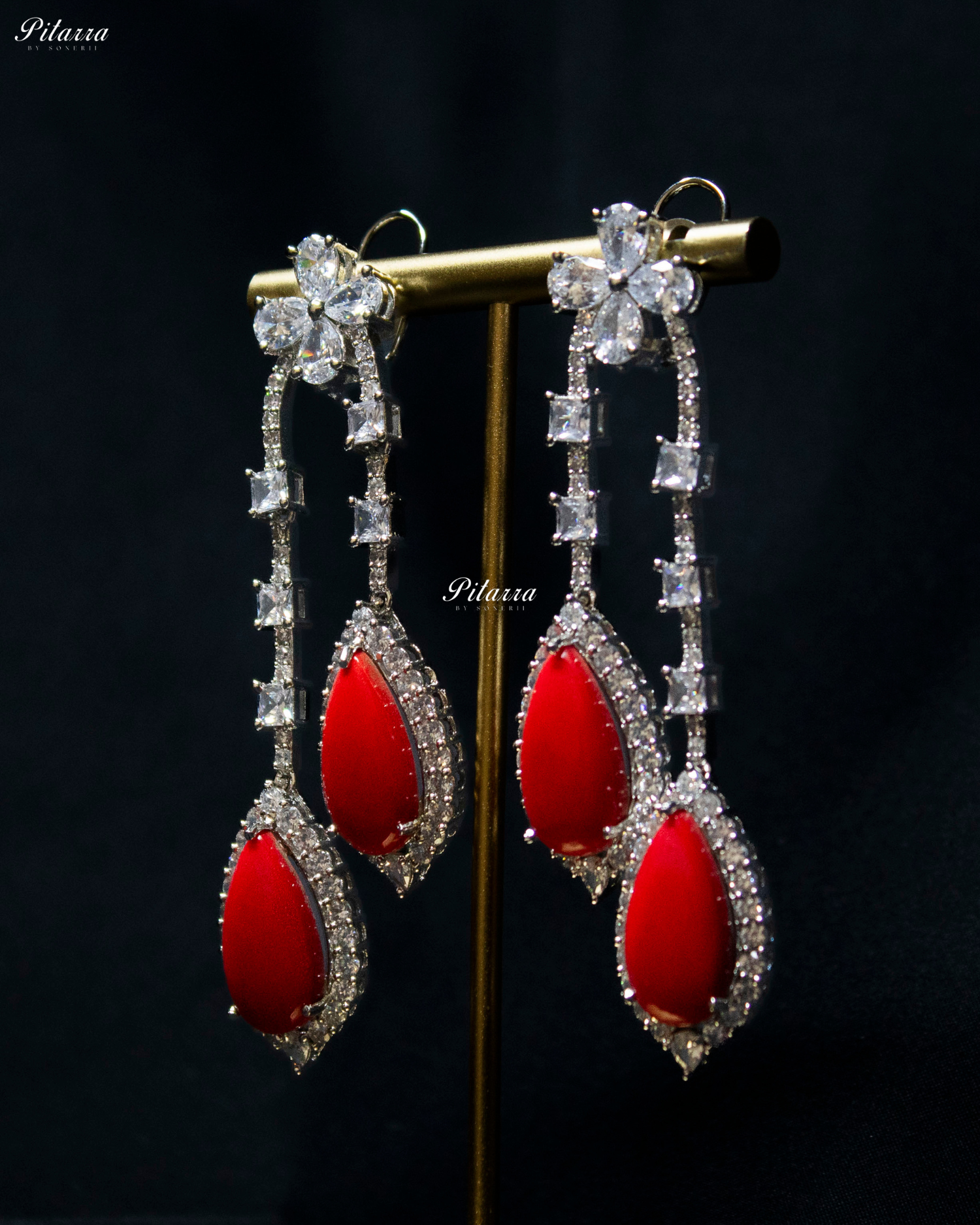 Pitarra Coral and Silver Dangler Earrings