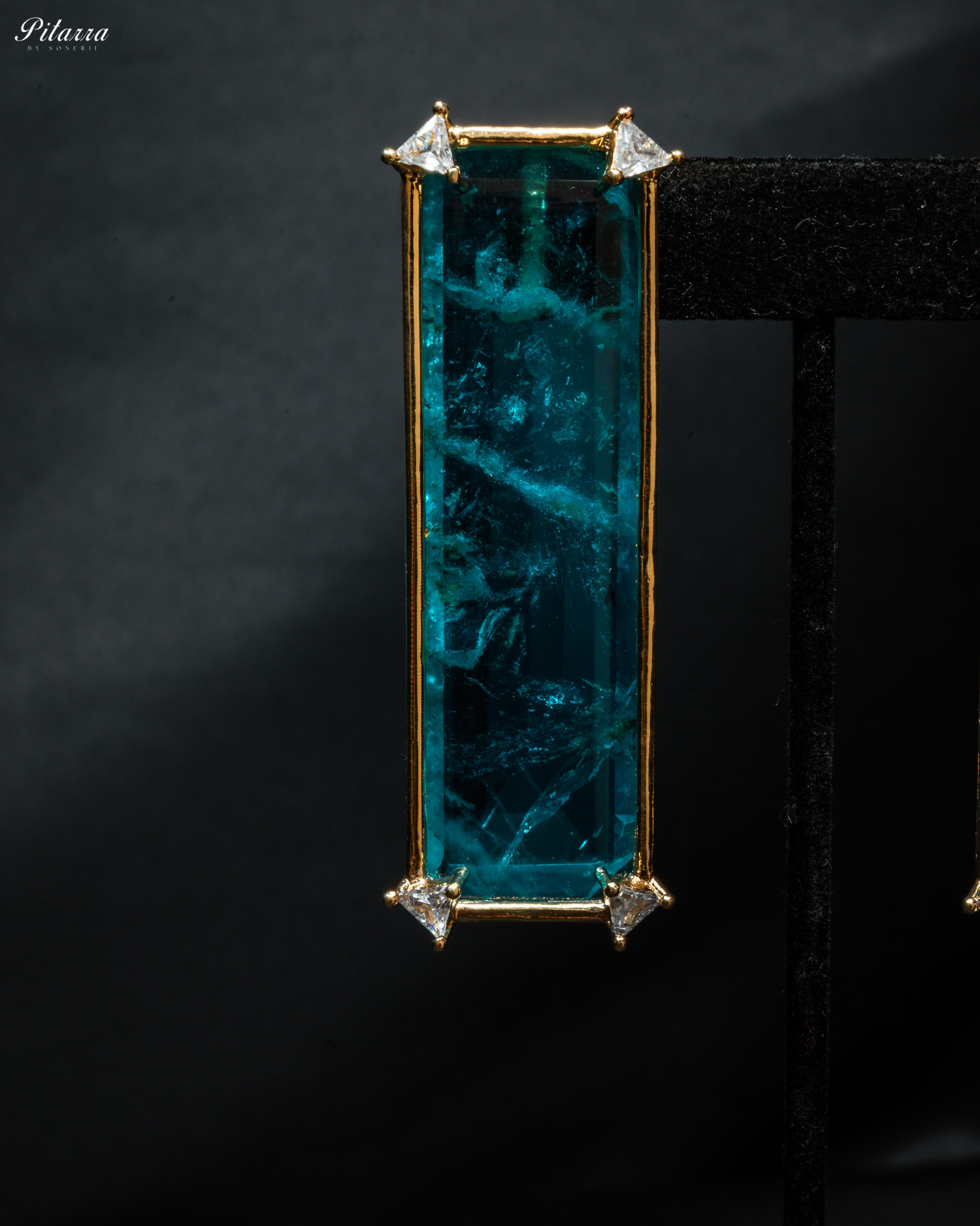 Rectangle Turquoise Blue Stone Dangler Earrings