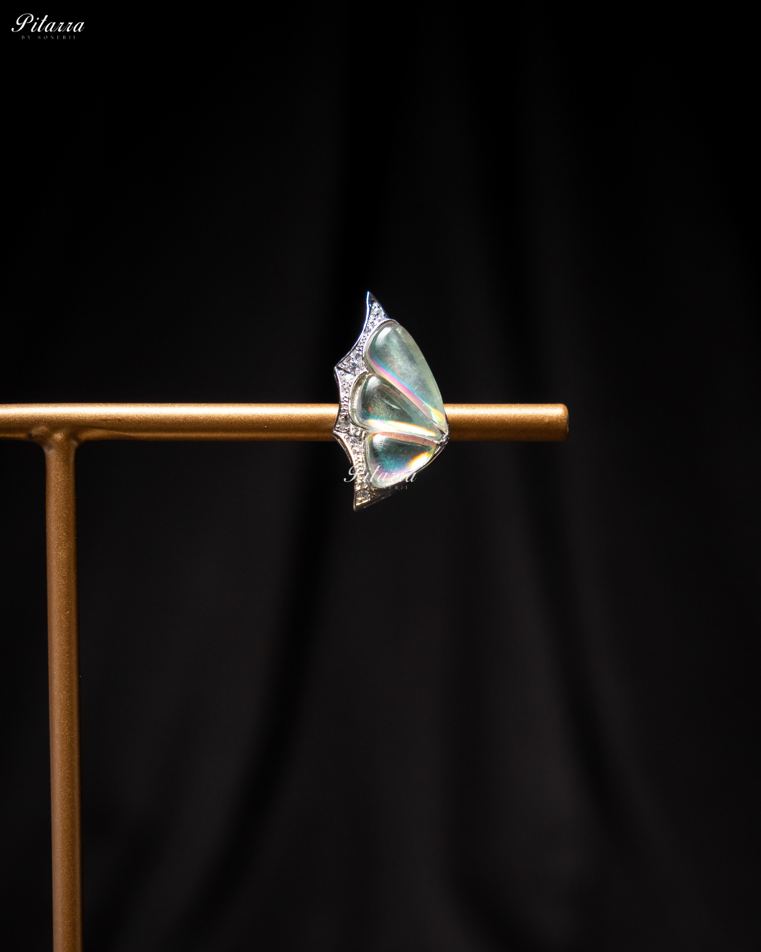 Two Tone Wing Shape CZ Crystal Stud Earrings