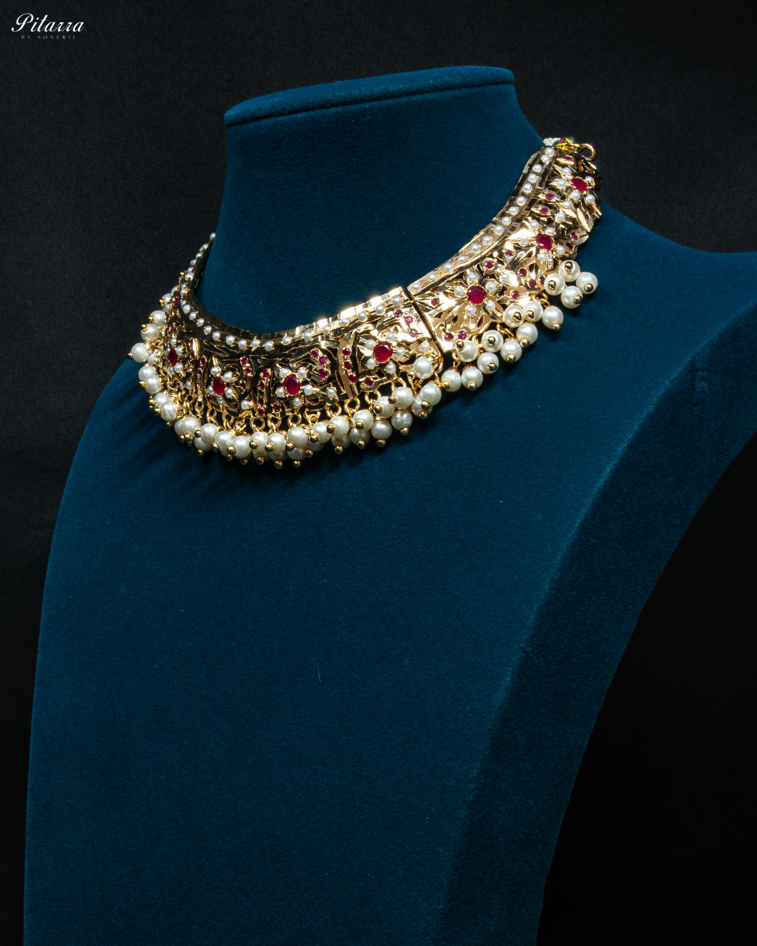 Gold Plated White Pearls Jadau Choker Set