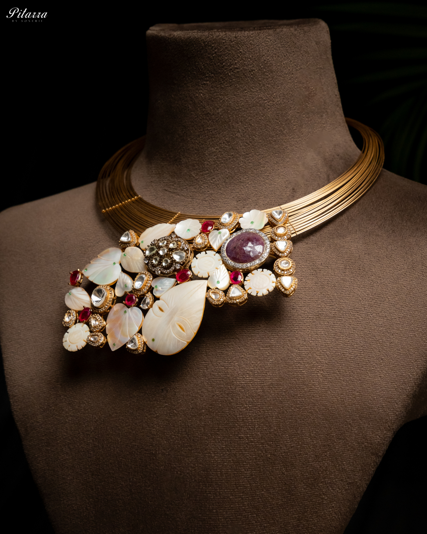 Designer Hasli Golden Kundan Necklace Set