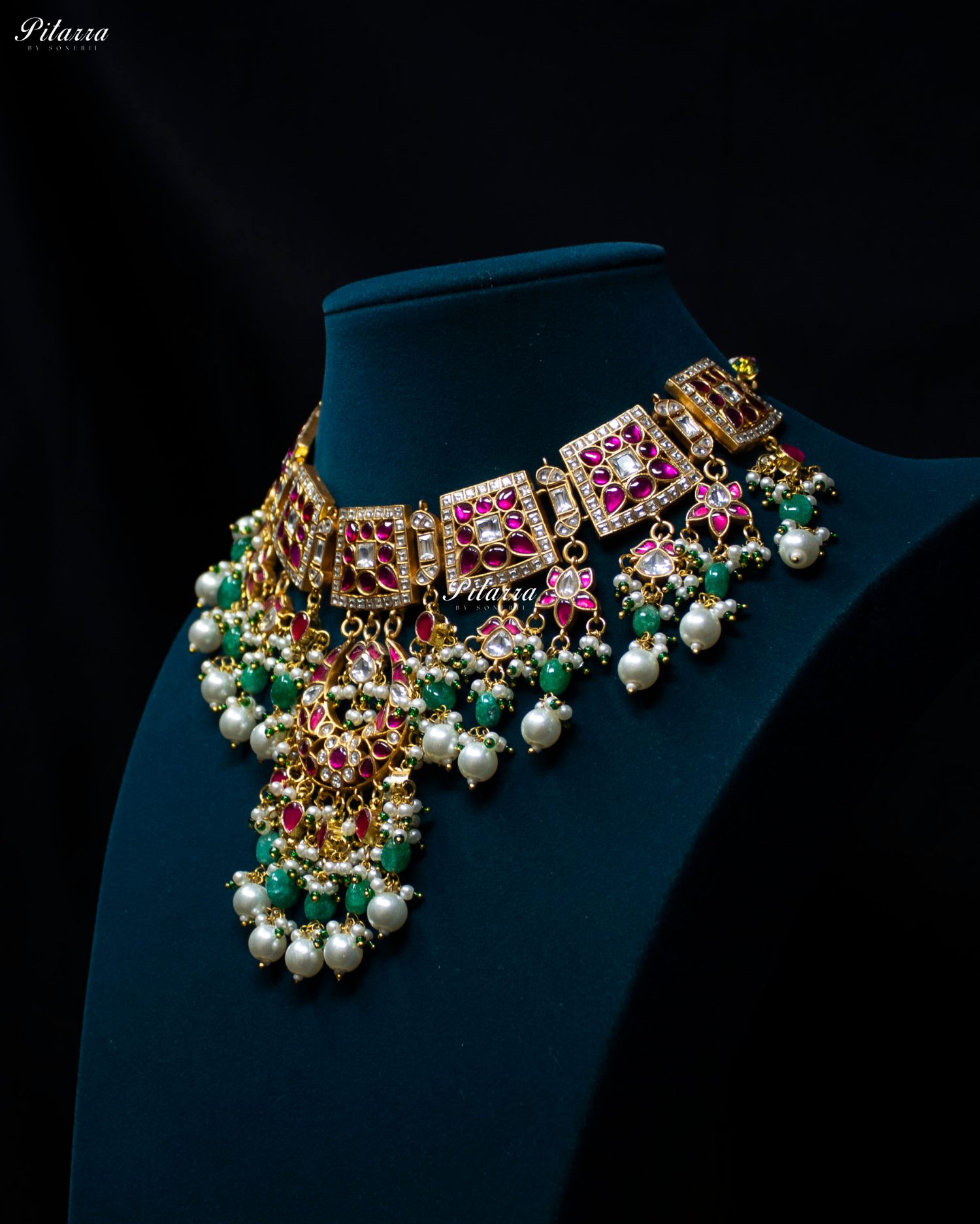 Pink Crystals Exclusive Kundan Necklace Set