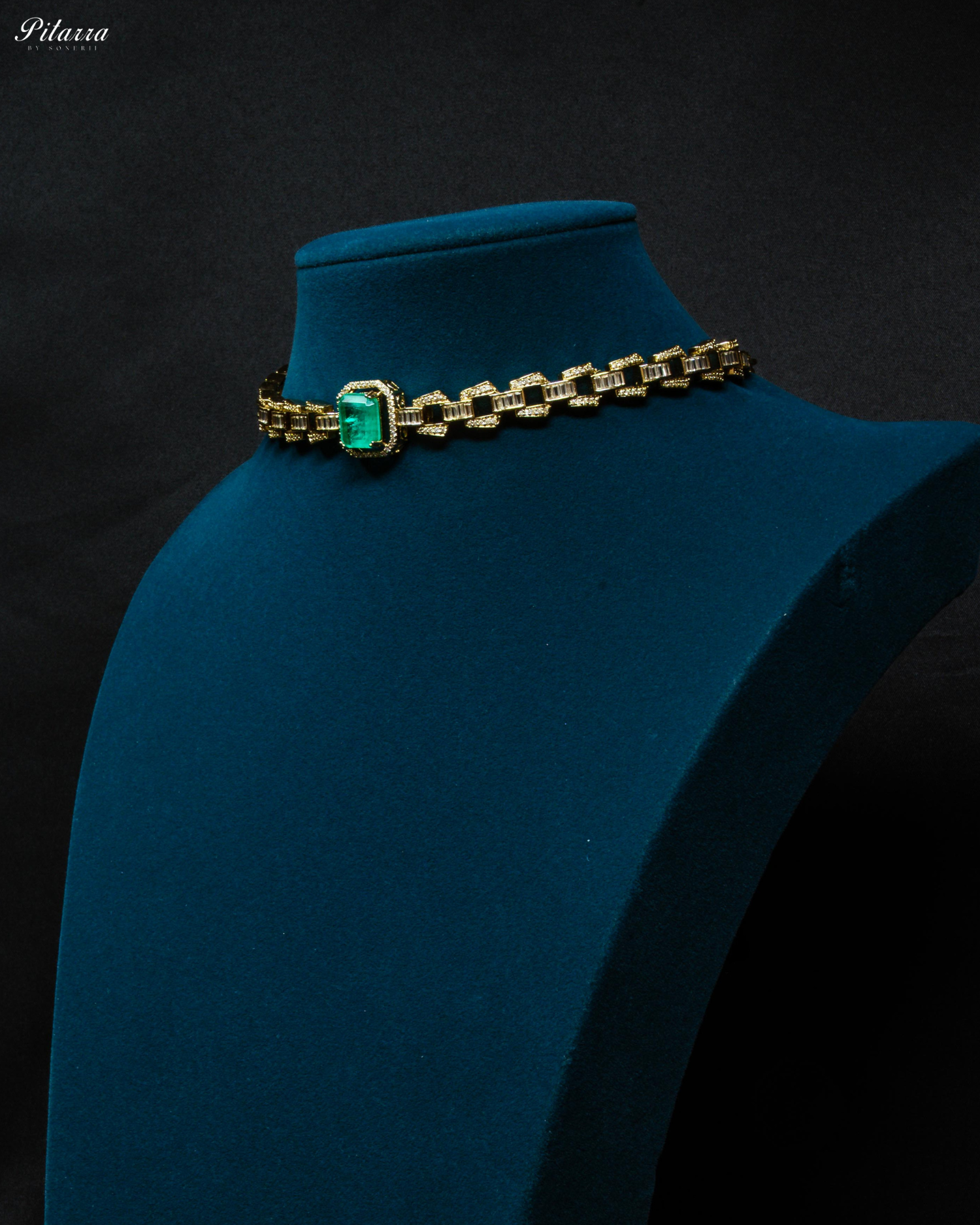 Green Stone Doublet CZ Crystal Necklace Set