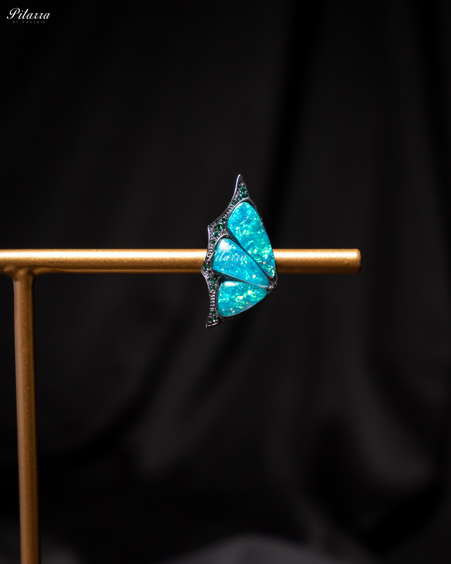 Aqua Blue Wing Shape CZ Crystal Stud Earrings