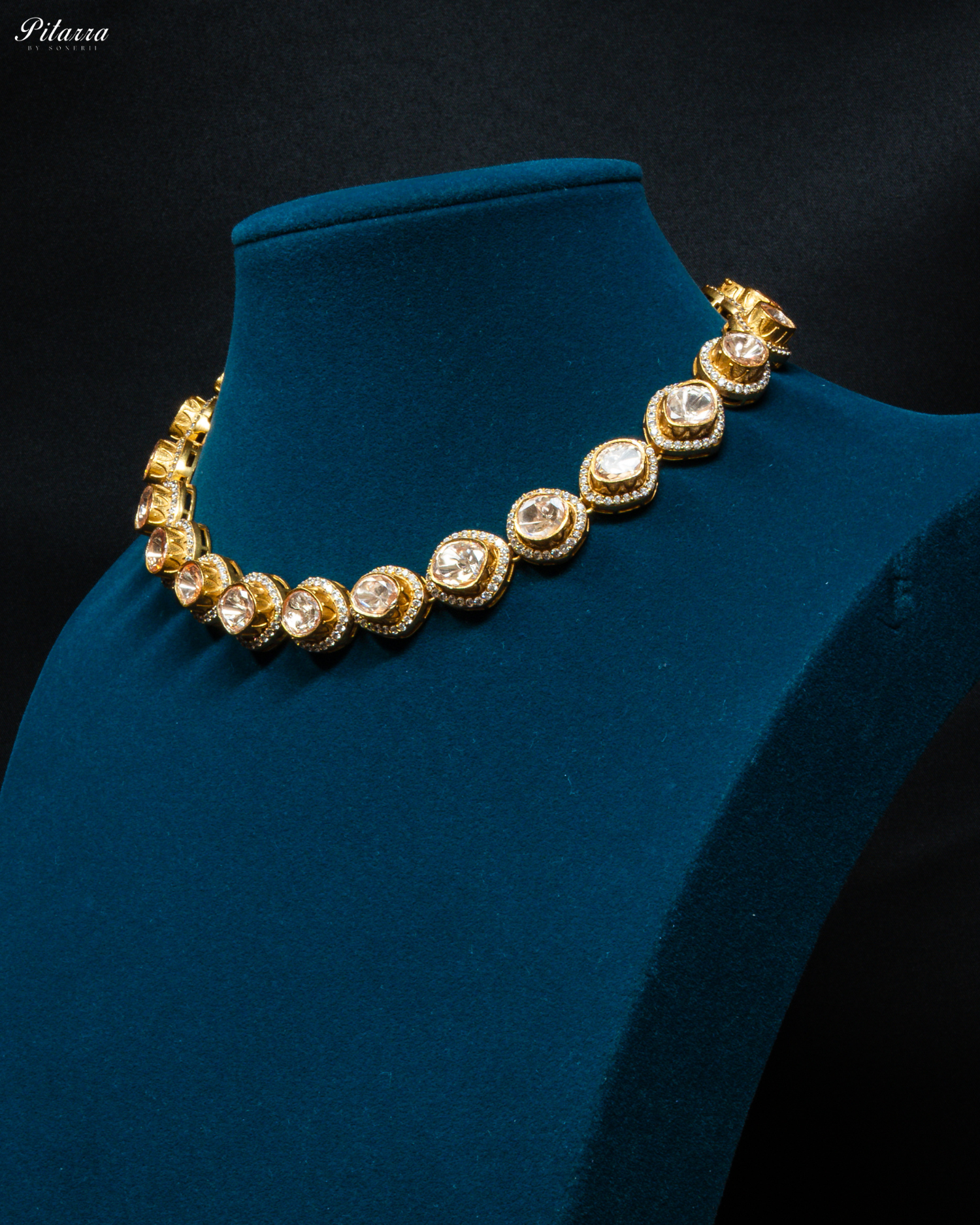 Gold Plated White Stone Kundan Choker Set