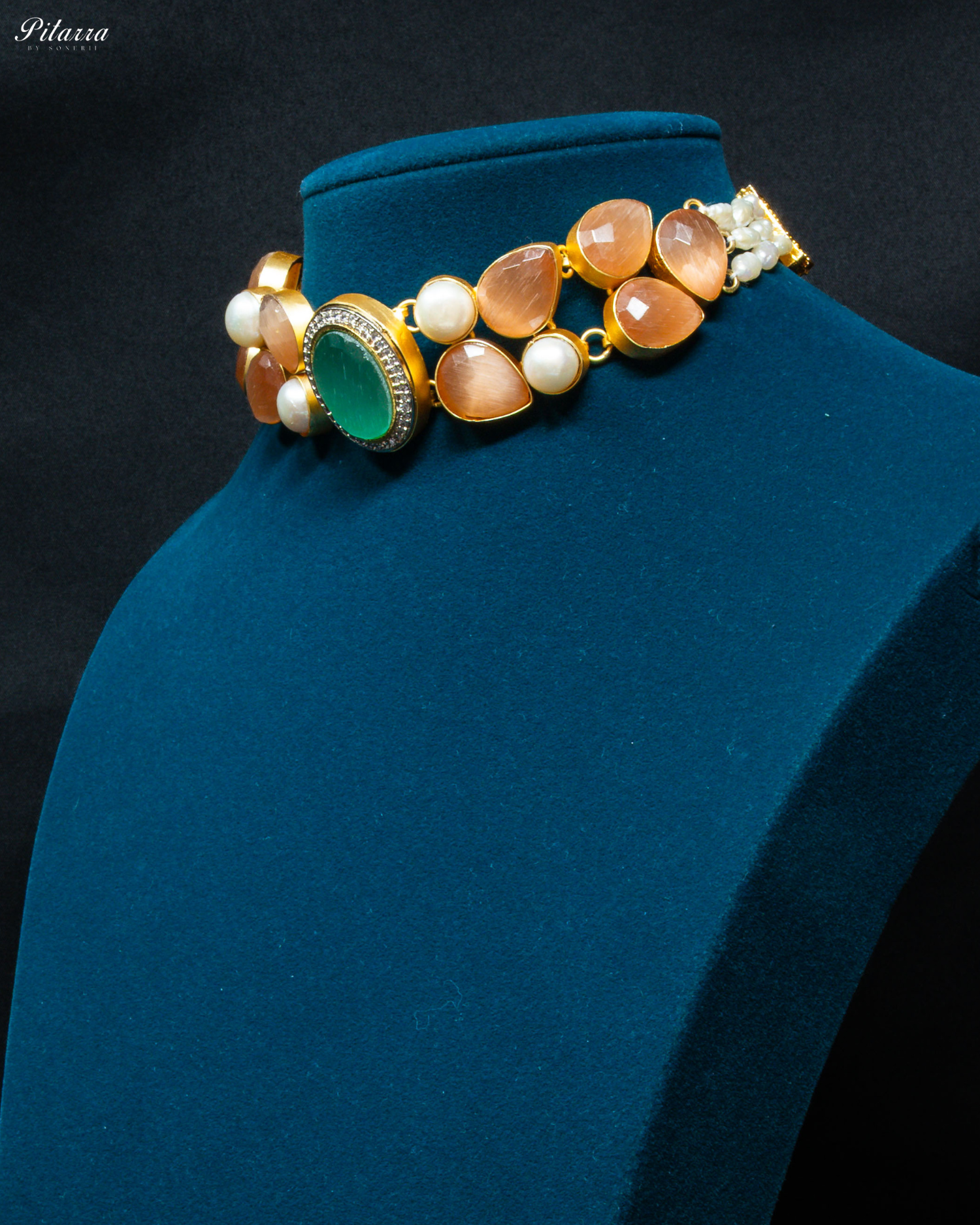 Multicolor Pearl Stone Choker Set
