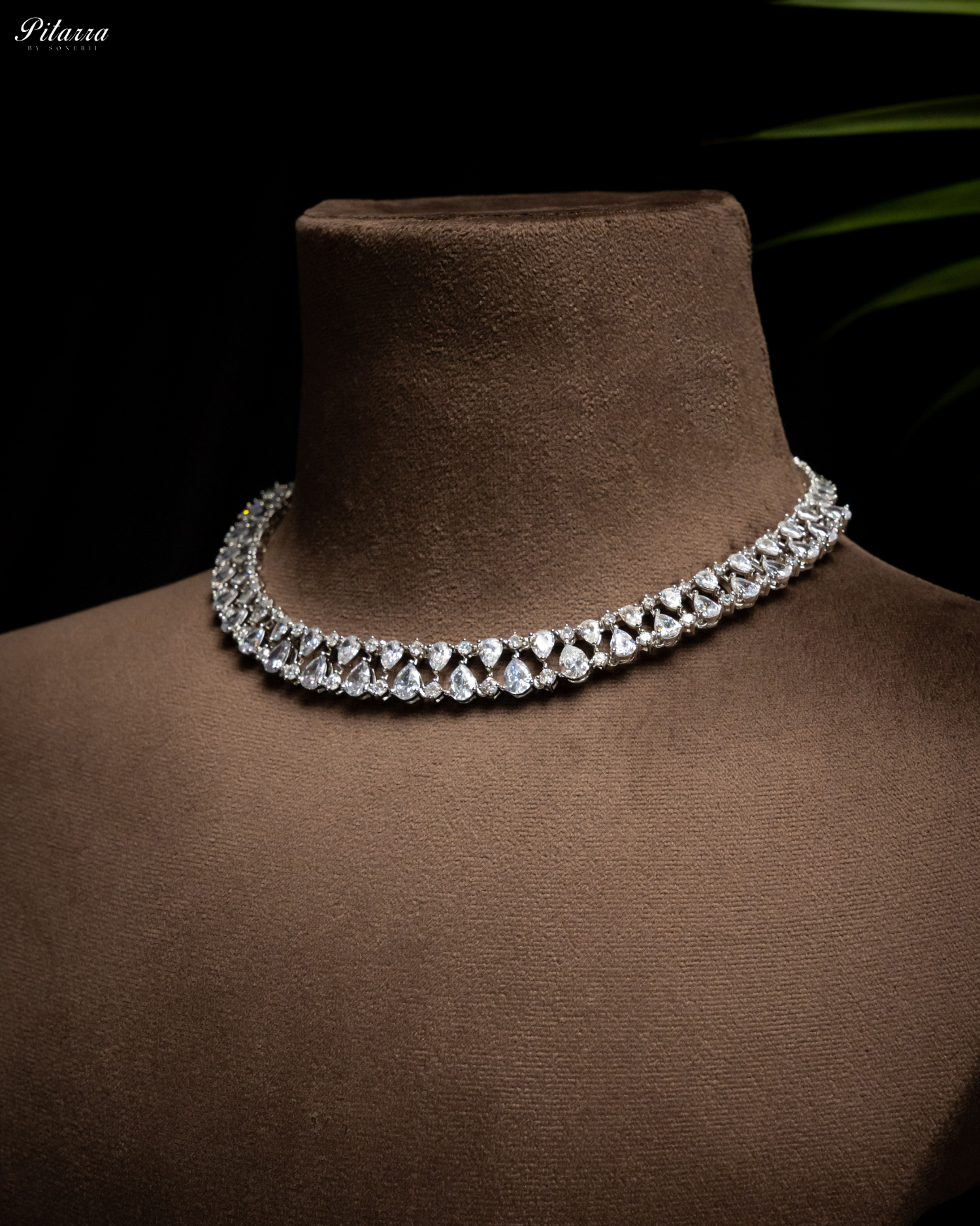 Silver Drop CZ Necklace Set