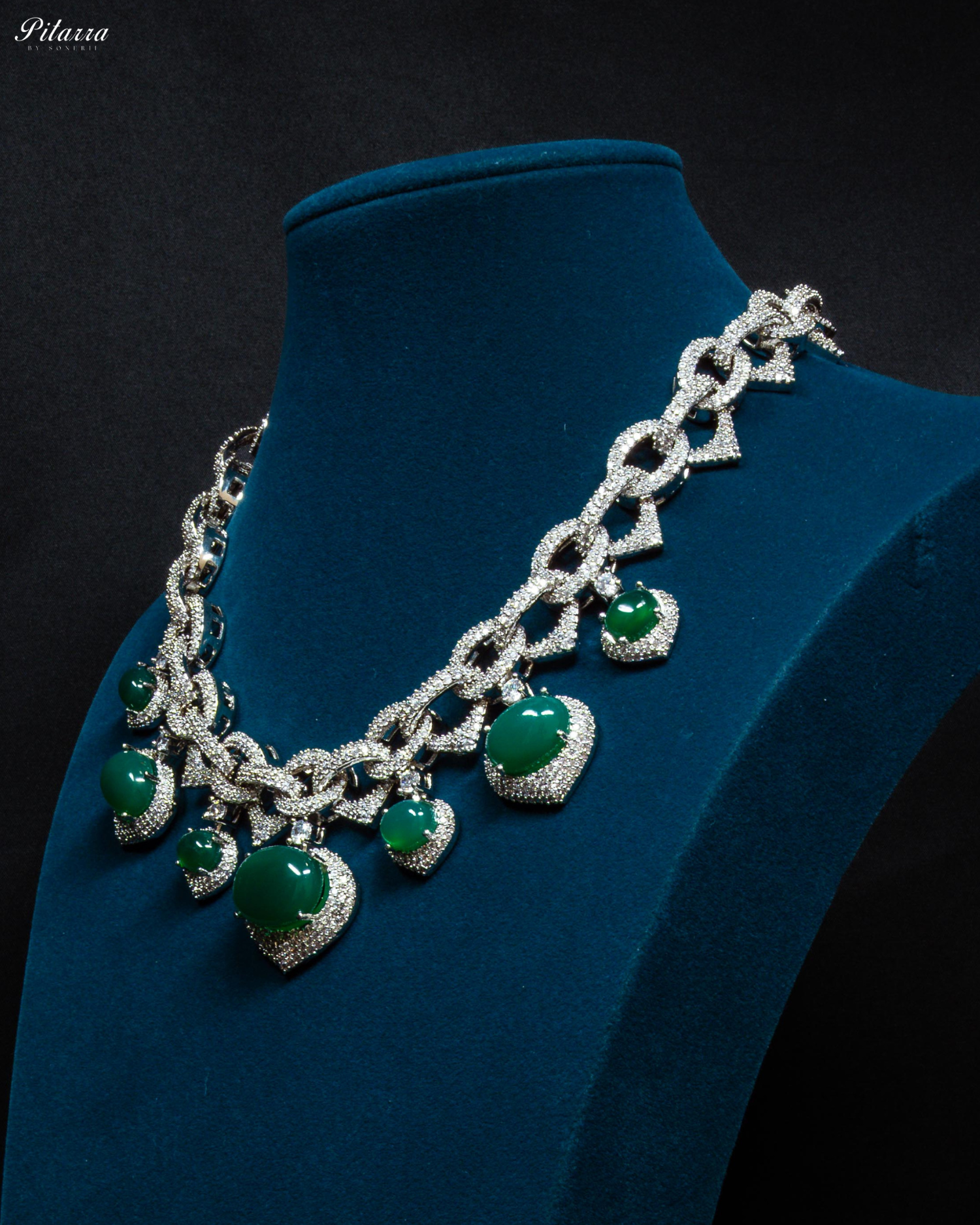 Green Doublet CZ Stone Necklace Set