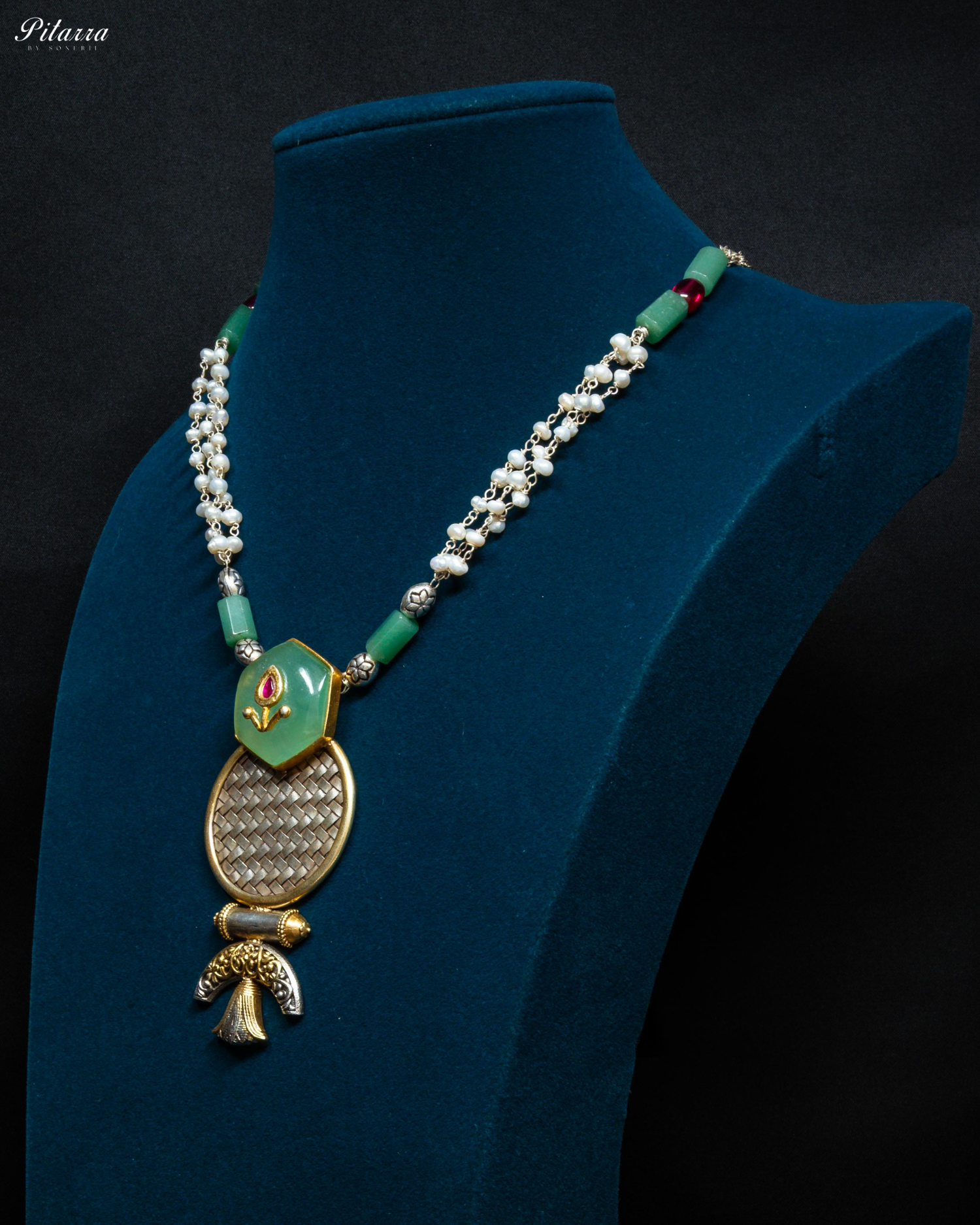 White Beads 92.5 Silver Pandant Necklace