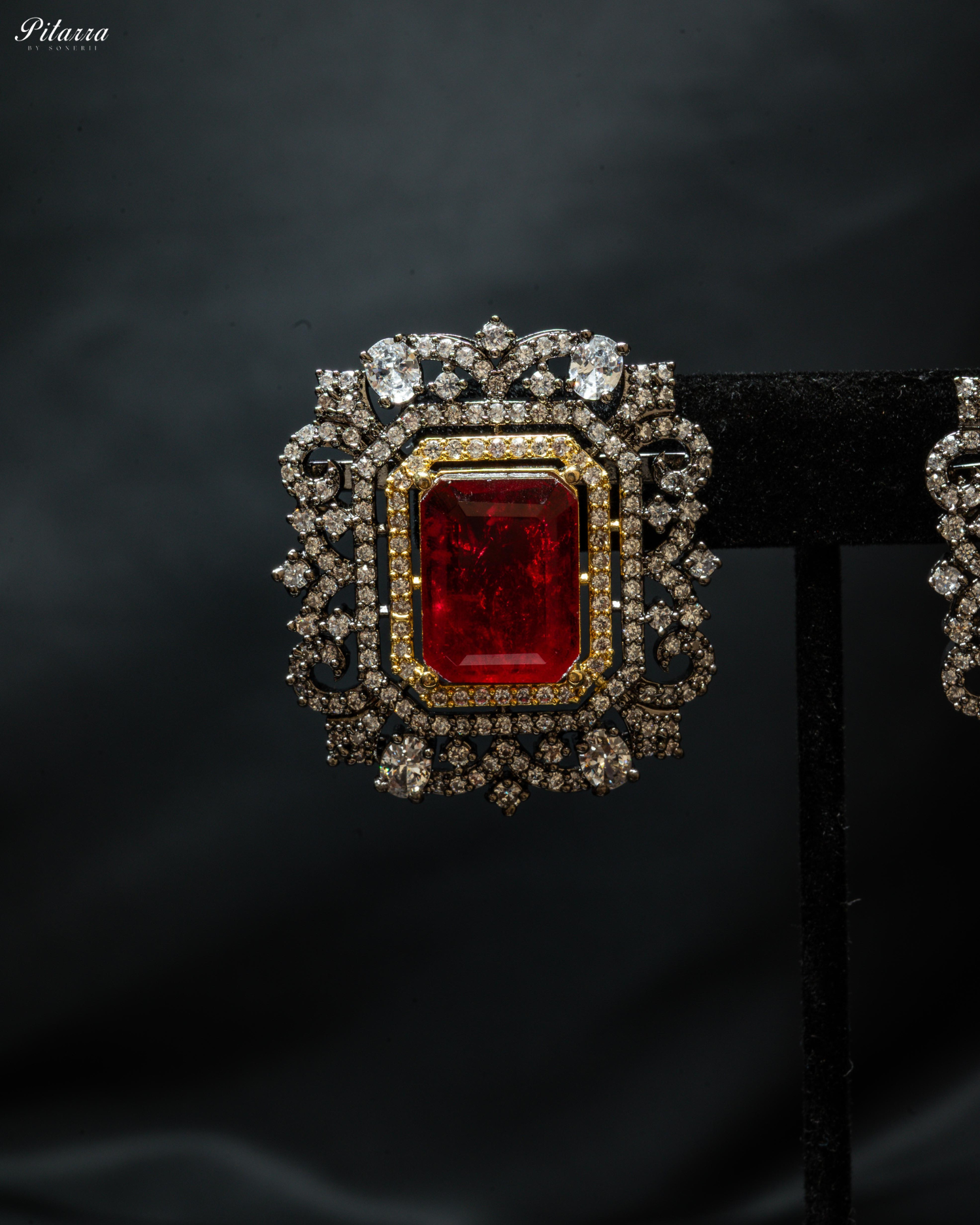 Red Stone Doublet Pearl Choker Set