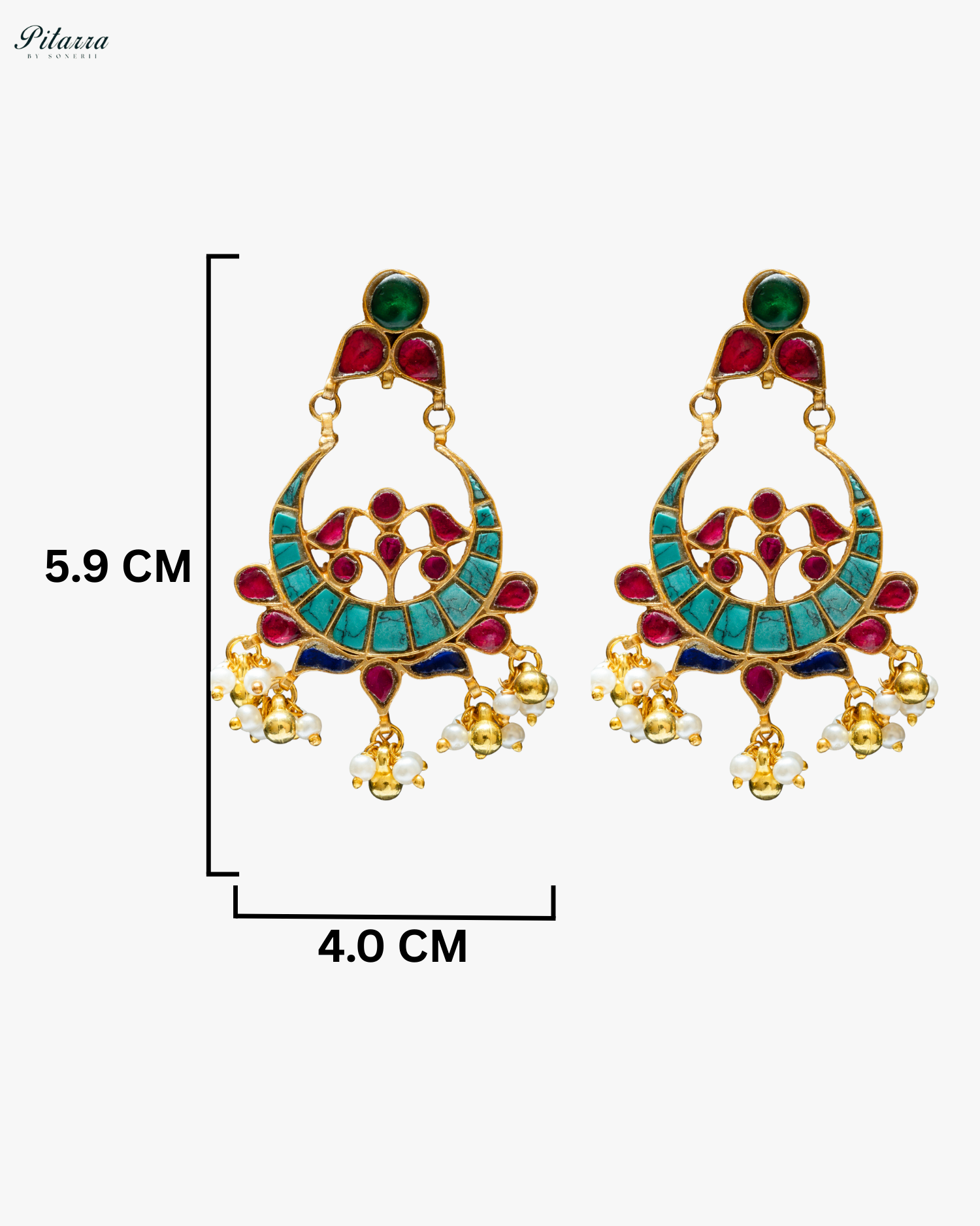 Turquoise Pink Chandbali Earring
