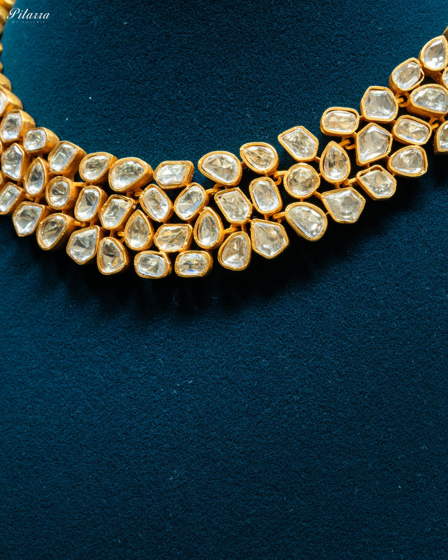 Gold Plated Three Layered Kundan Necklace Set
