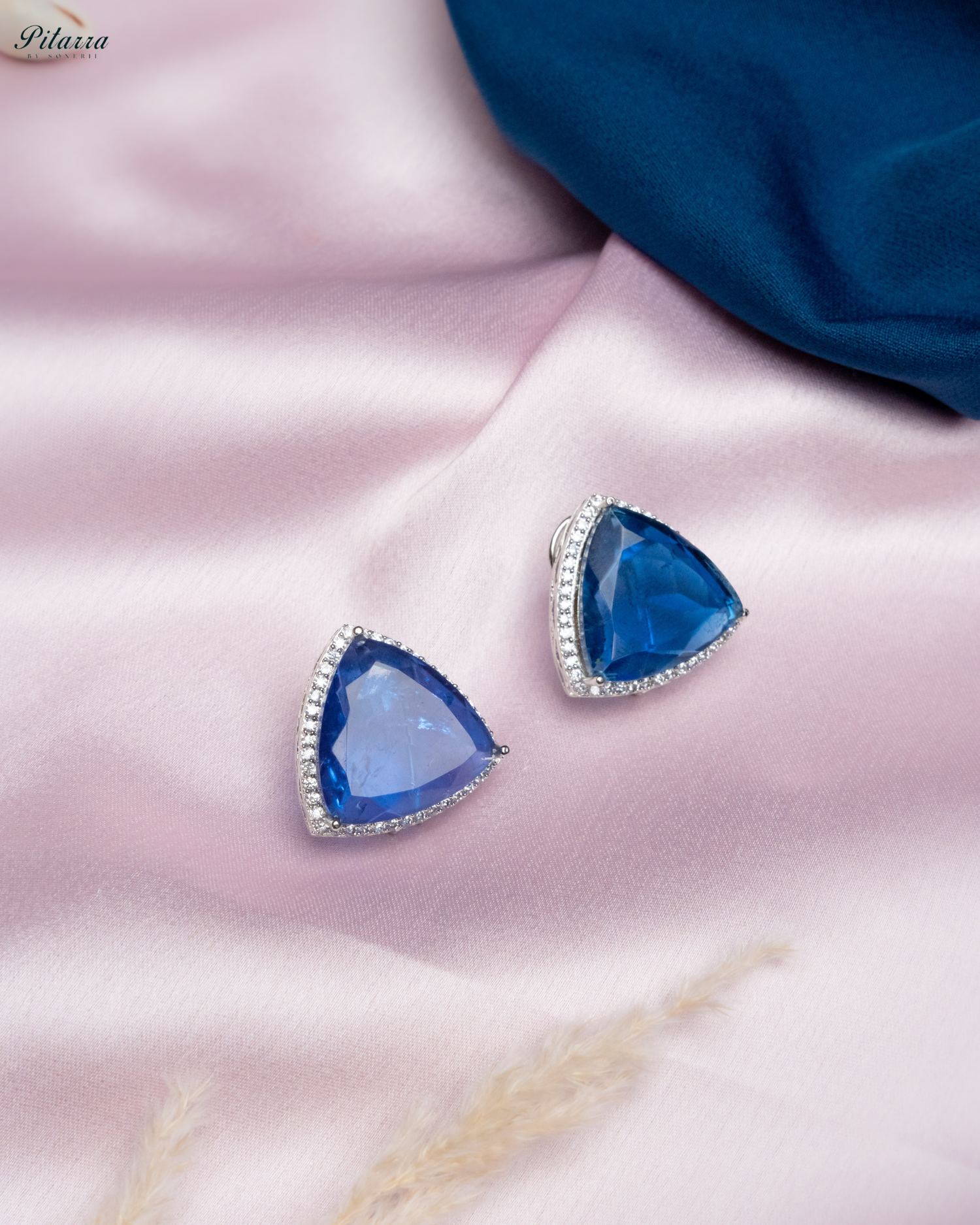 Blue Colored Stone CZ Earrings