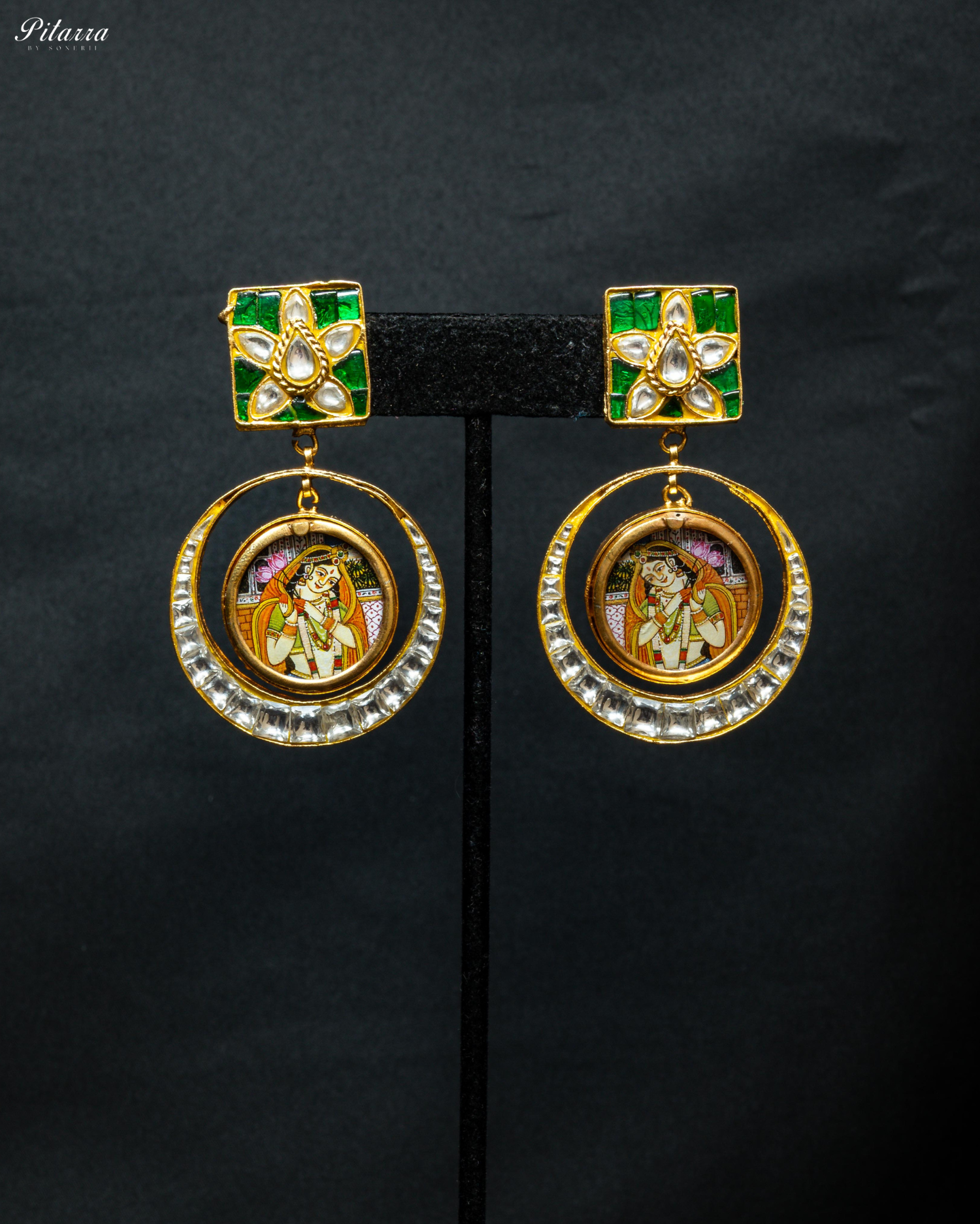 Emerald Rani Bold Style Kundan Earrings