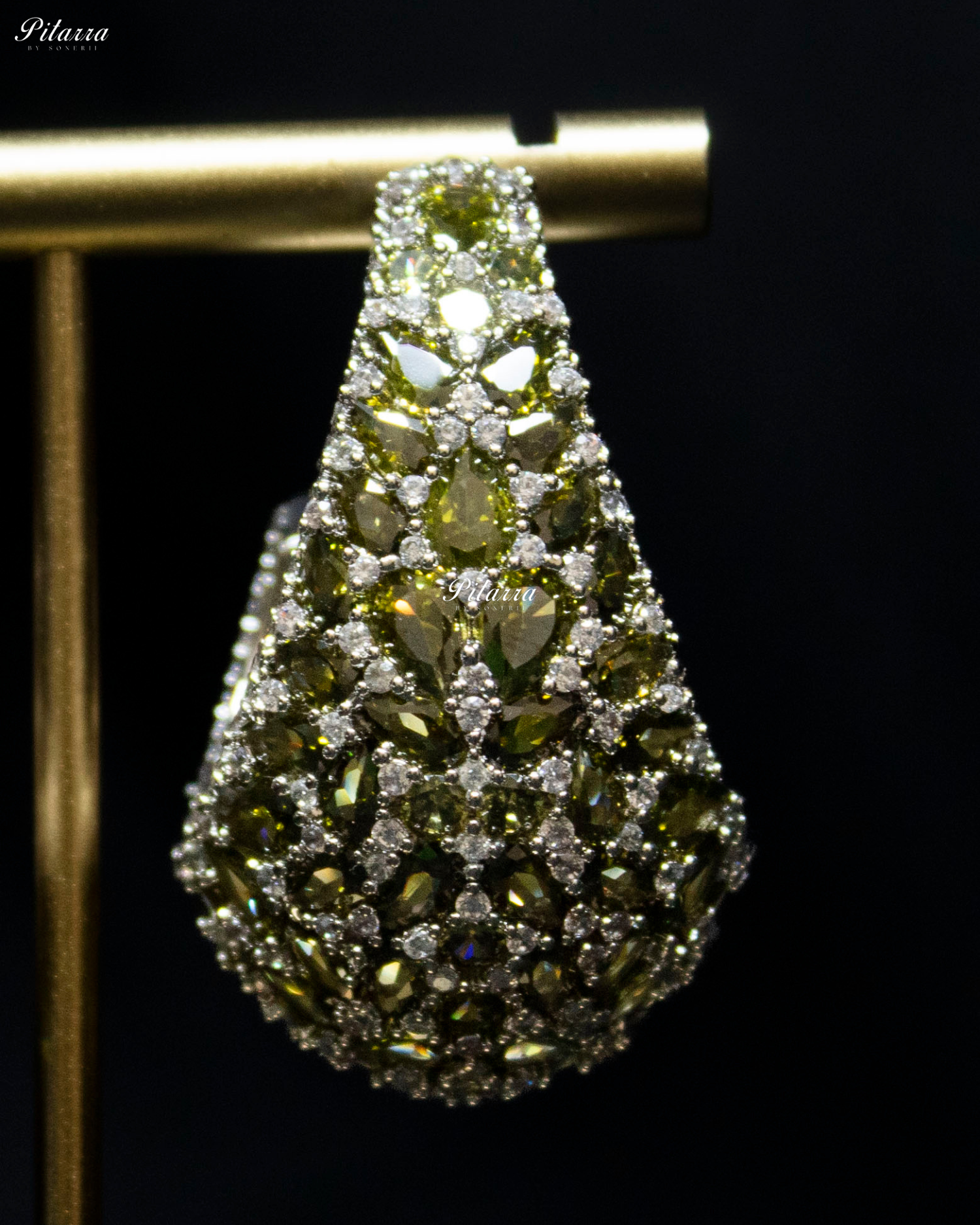 Peridot Teardrop CZ Stud Earrings