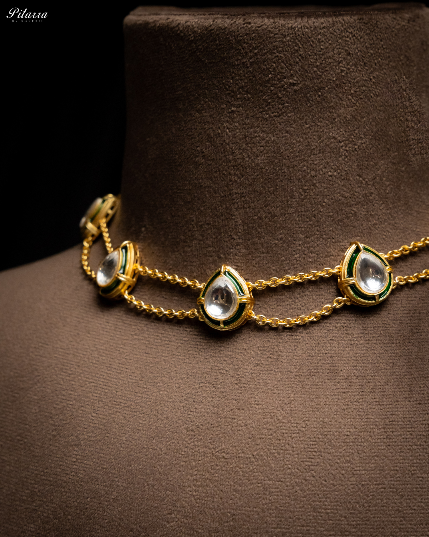 White Chain Double Chain Polki Set