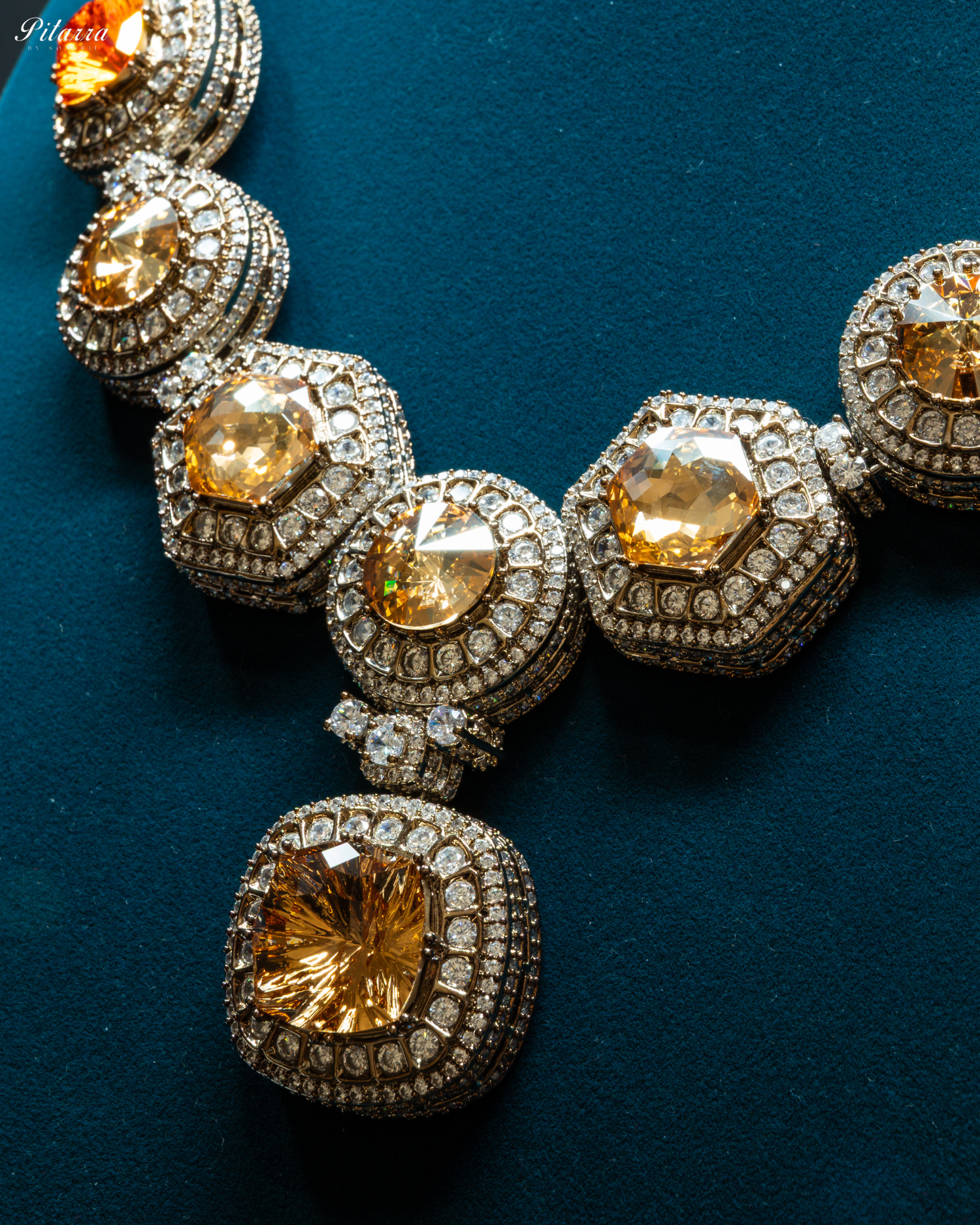 Long Yellow Stone Cubic Zirconia Necklace Set