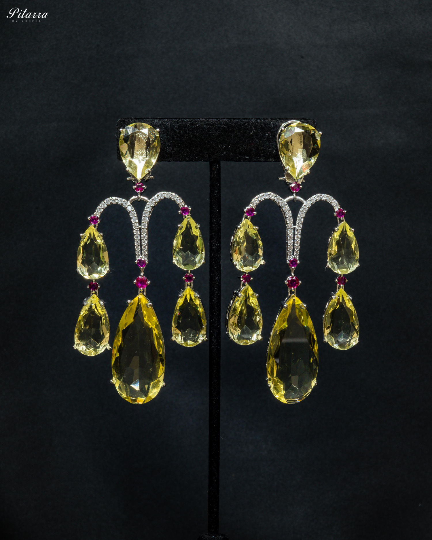 Premium Yellow Doublet Stone Dangler Earrings