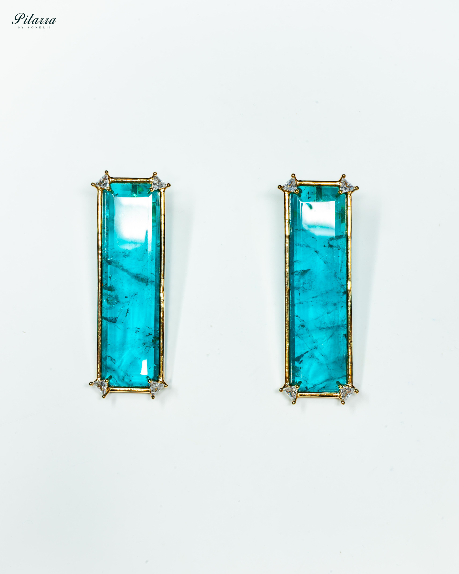 Rectangle Turquoise Blue Stone Dangler Earrings