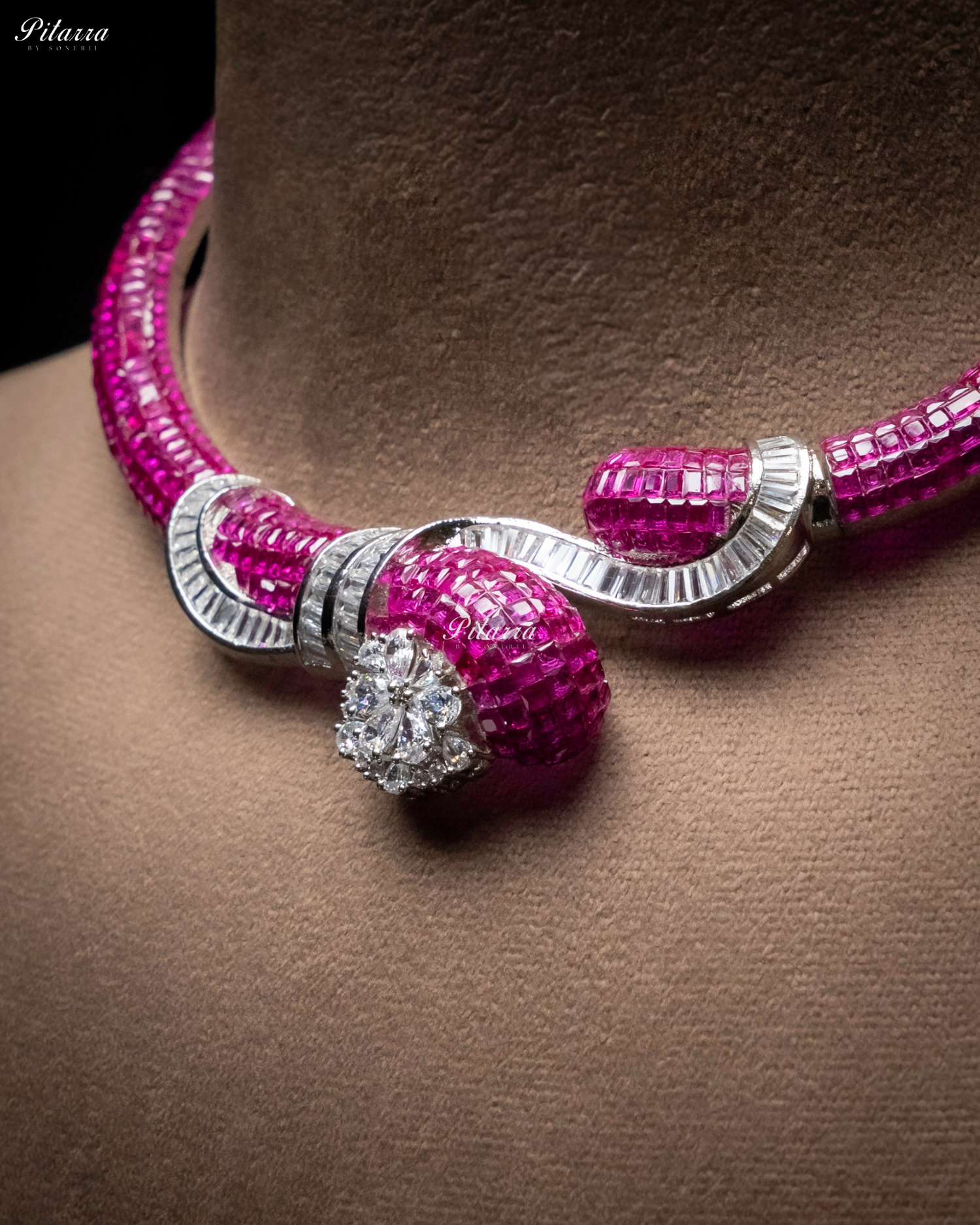 Pink Unique Style Pitarra Crystal Choker Set