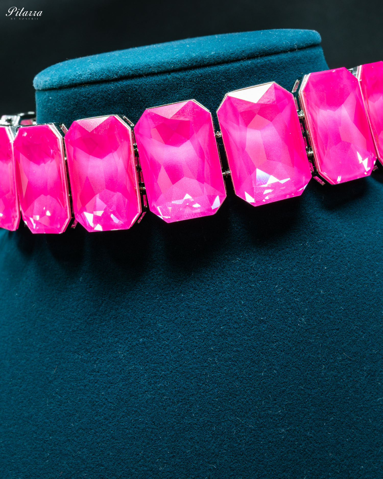 Elite Pink Stone Crystal Choker Set