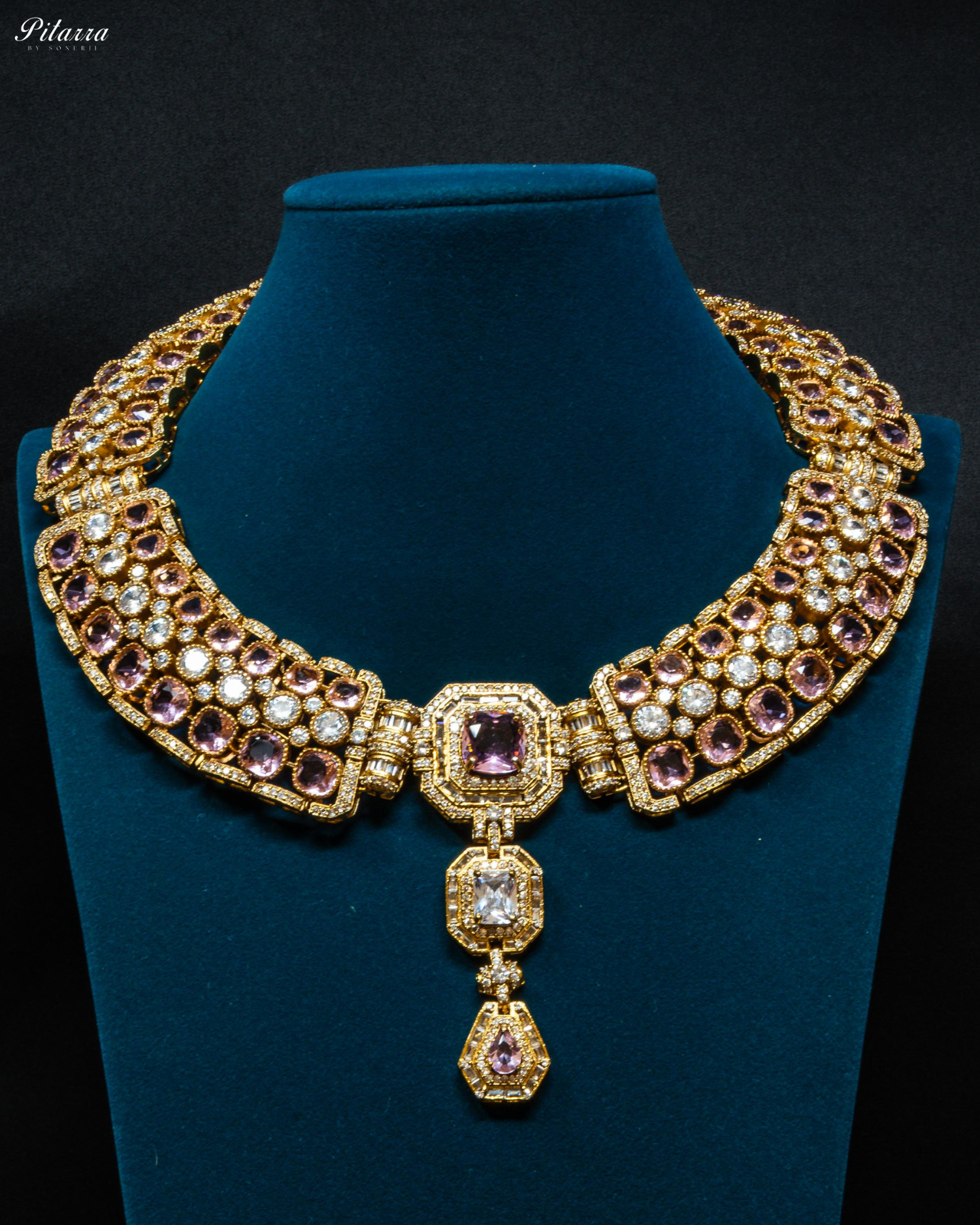 Pink Stone Victorian Kundan Necklace Set