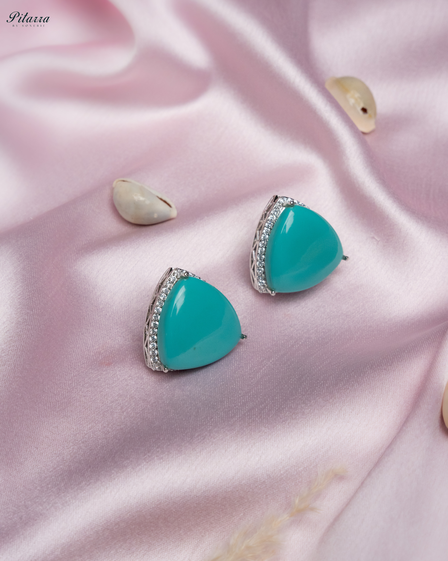 Turquoise Colored Stone CZ Earrings