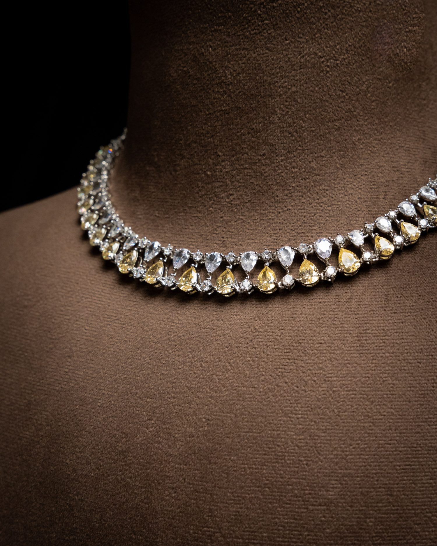 Yellow Drop CZ Necklace Set