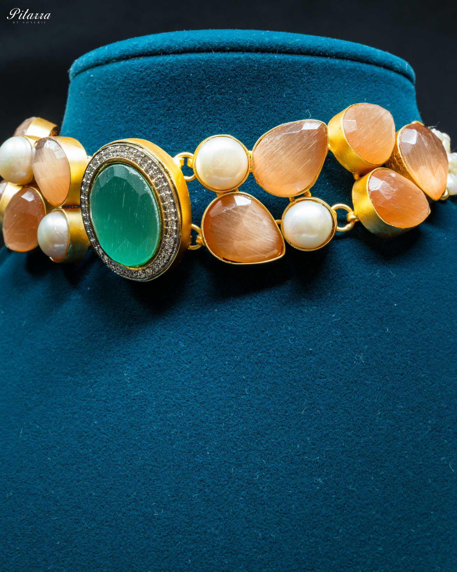 Multicolor Pearl Stone Choker Set