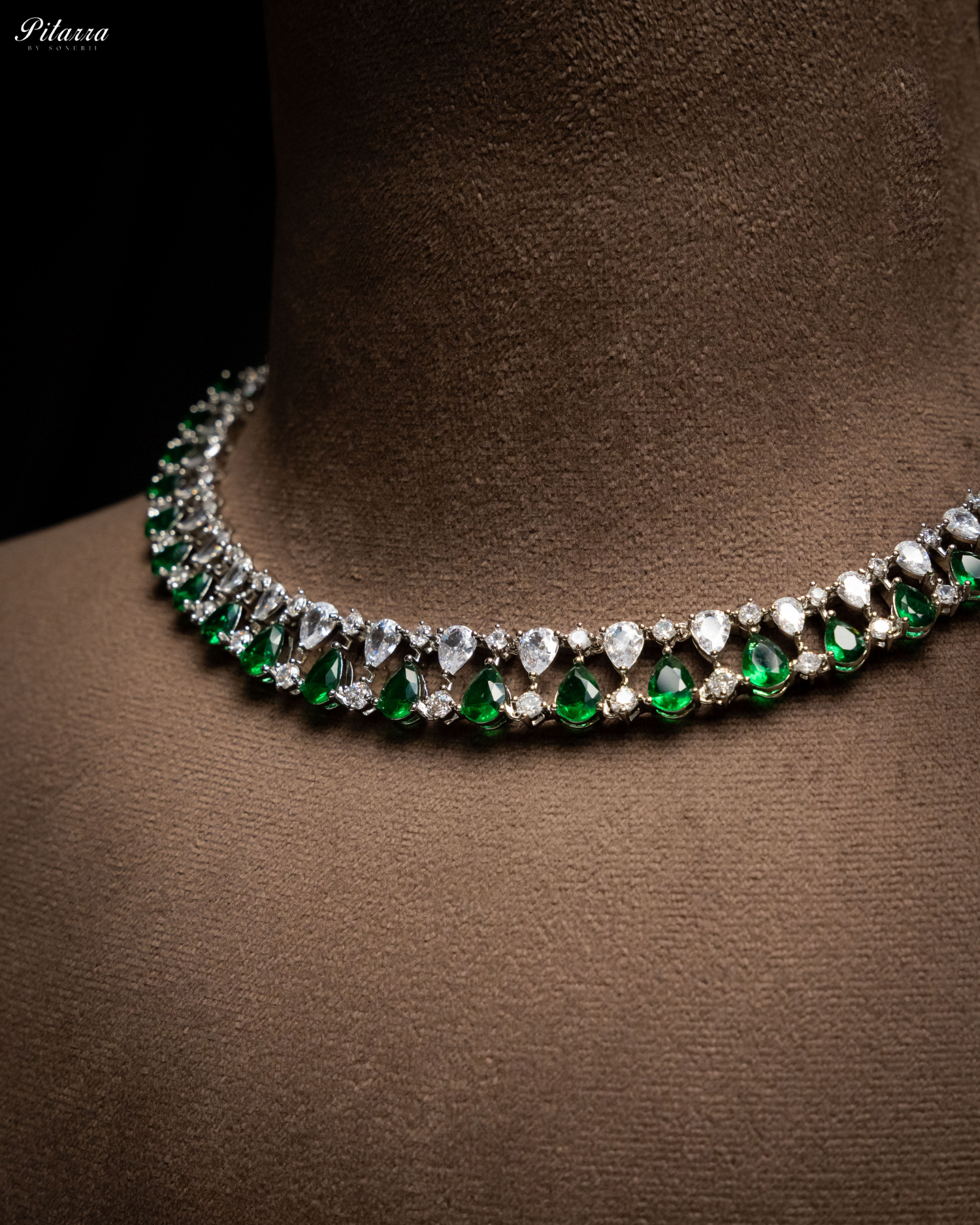 Green Drop CZ Necklace Set