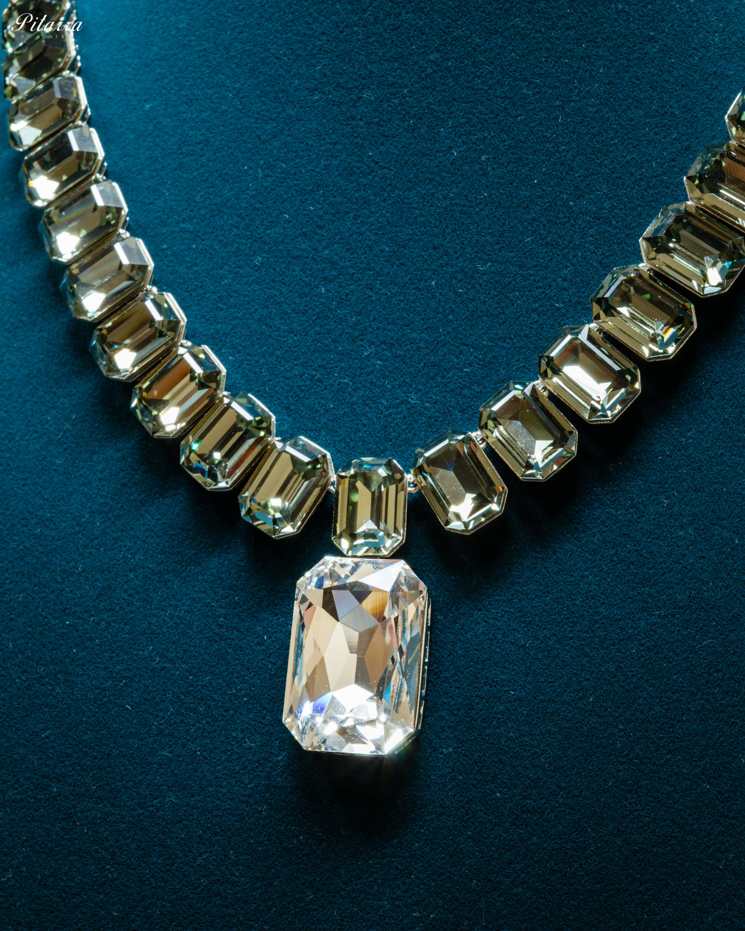 White Stone Square Grey Crystal Necklace Set