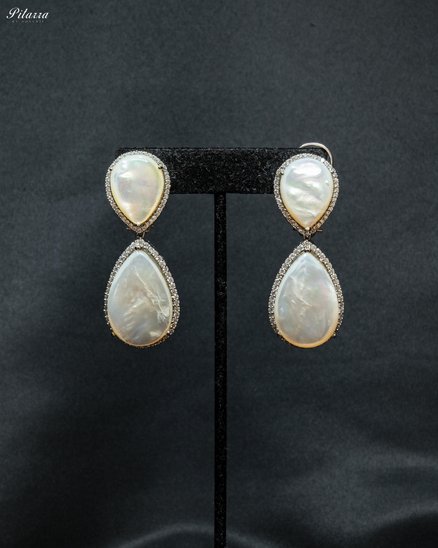 White Color Drop Stone Silver Crytsal Dangle Earrings