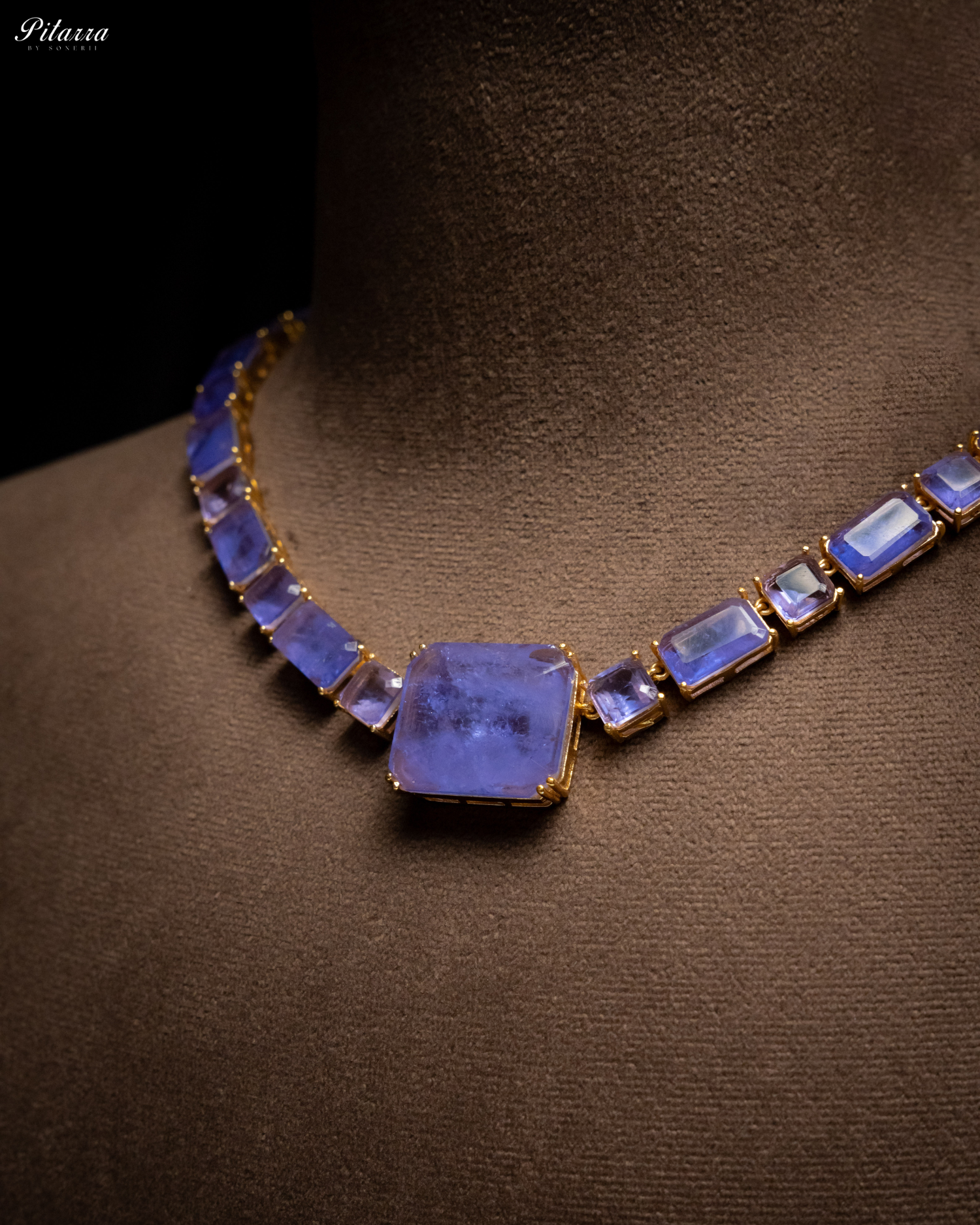 Blue Square Cubic Zirconia Necklace Set