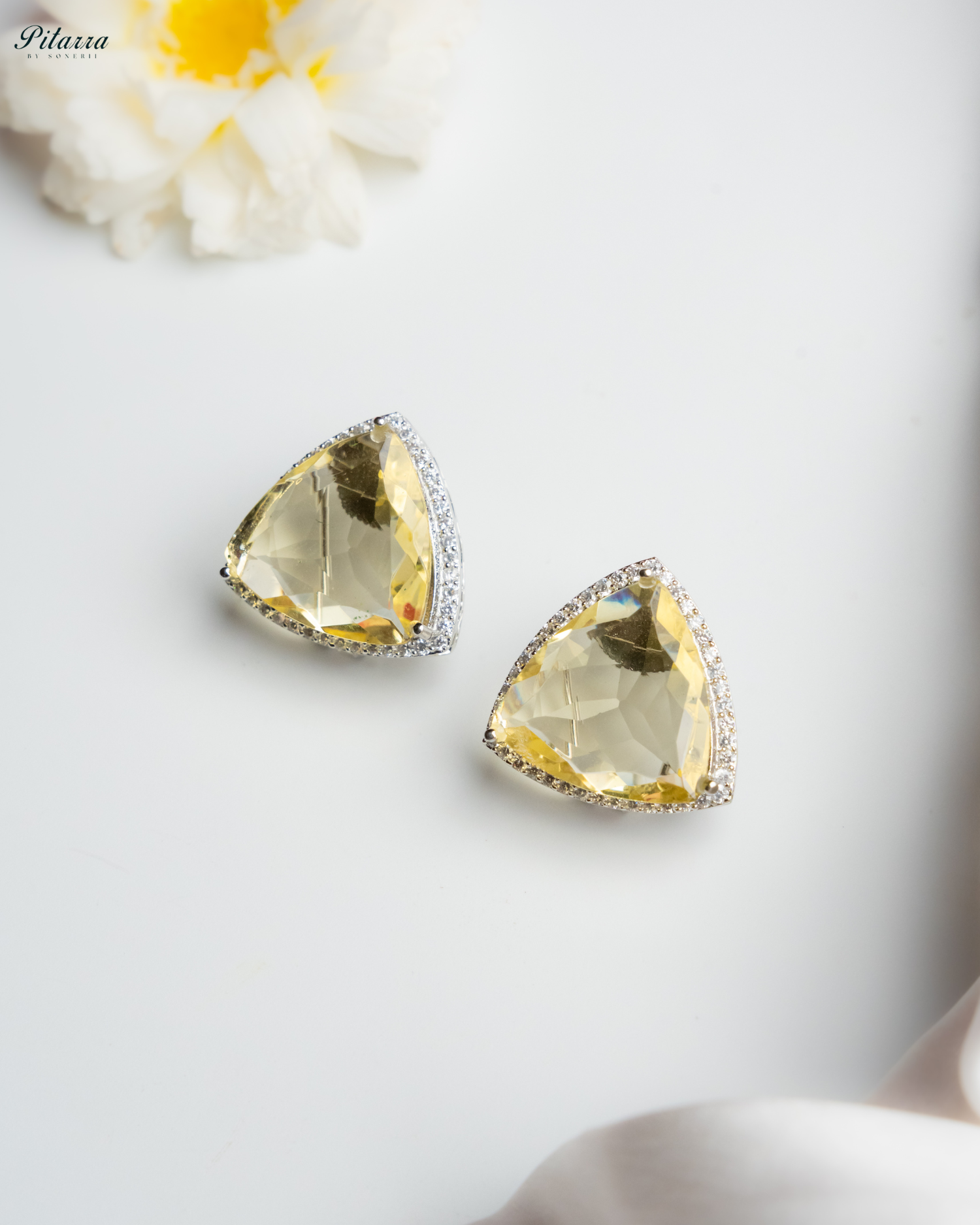 Yellow Colored Stone CZ Earrings