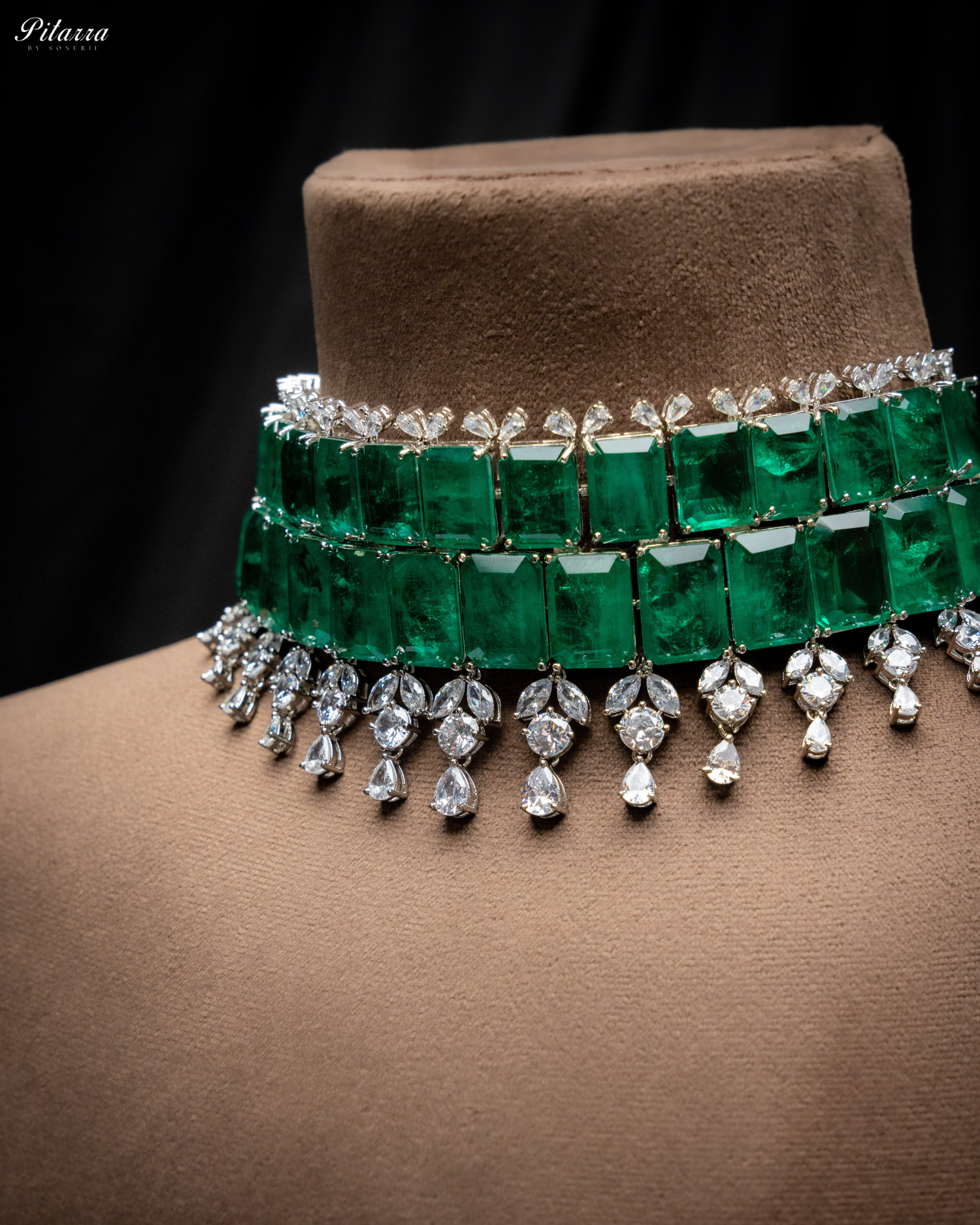 Semiprecious Green Doublet Choker Set