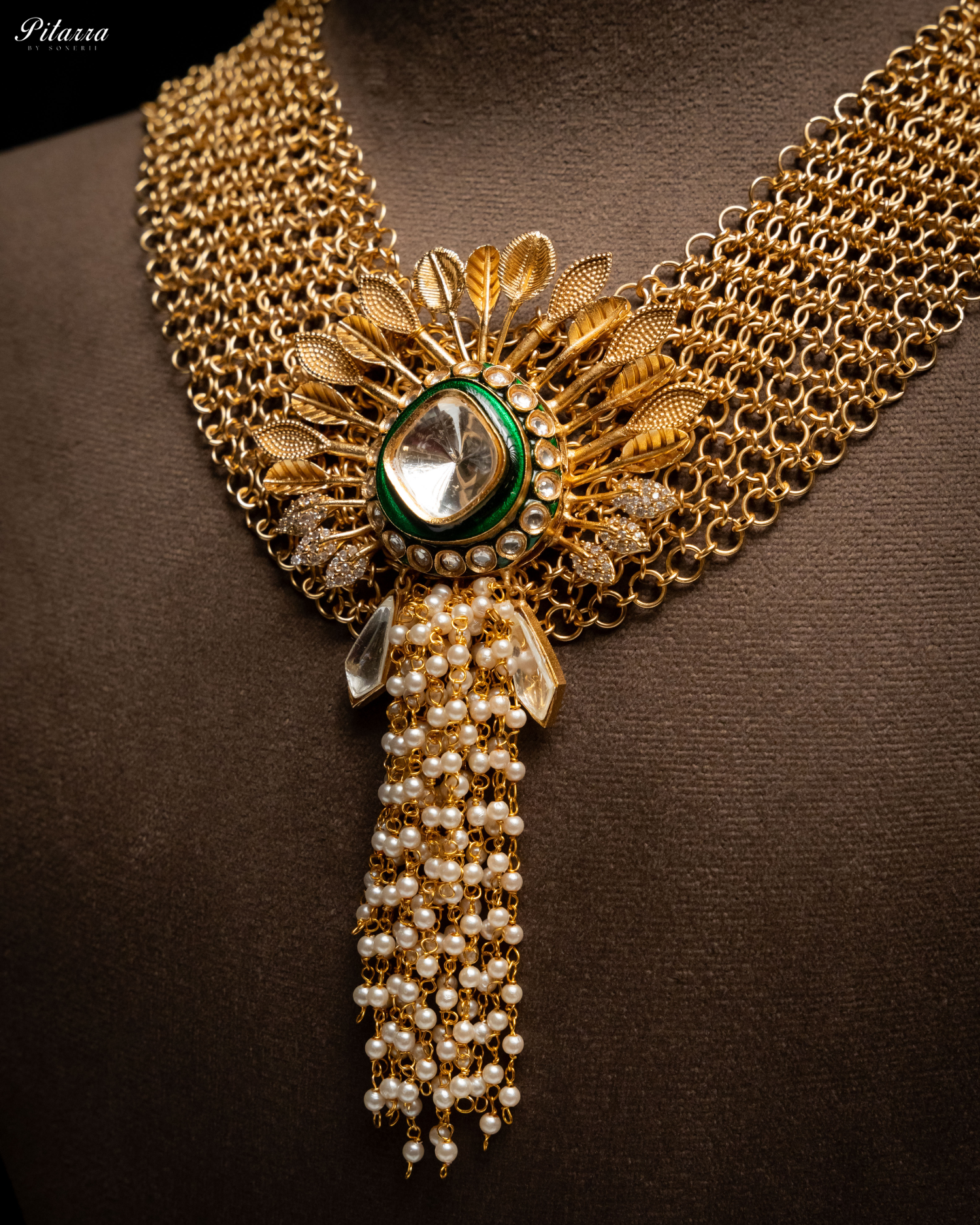 White Crystal Indo Western Necklace Set