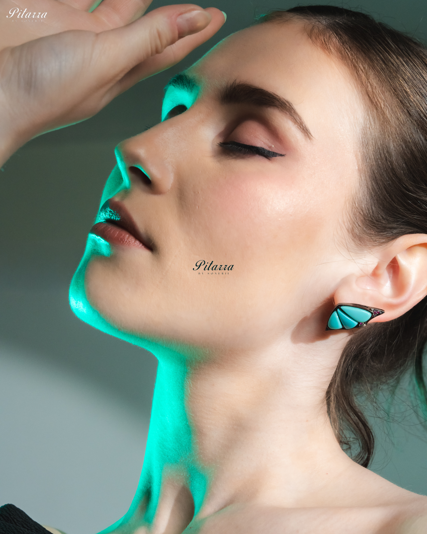 Turquoise Blue Wing Shape CZ Crystal Stud Earrings