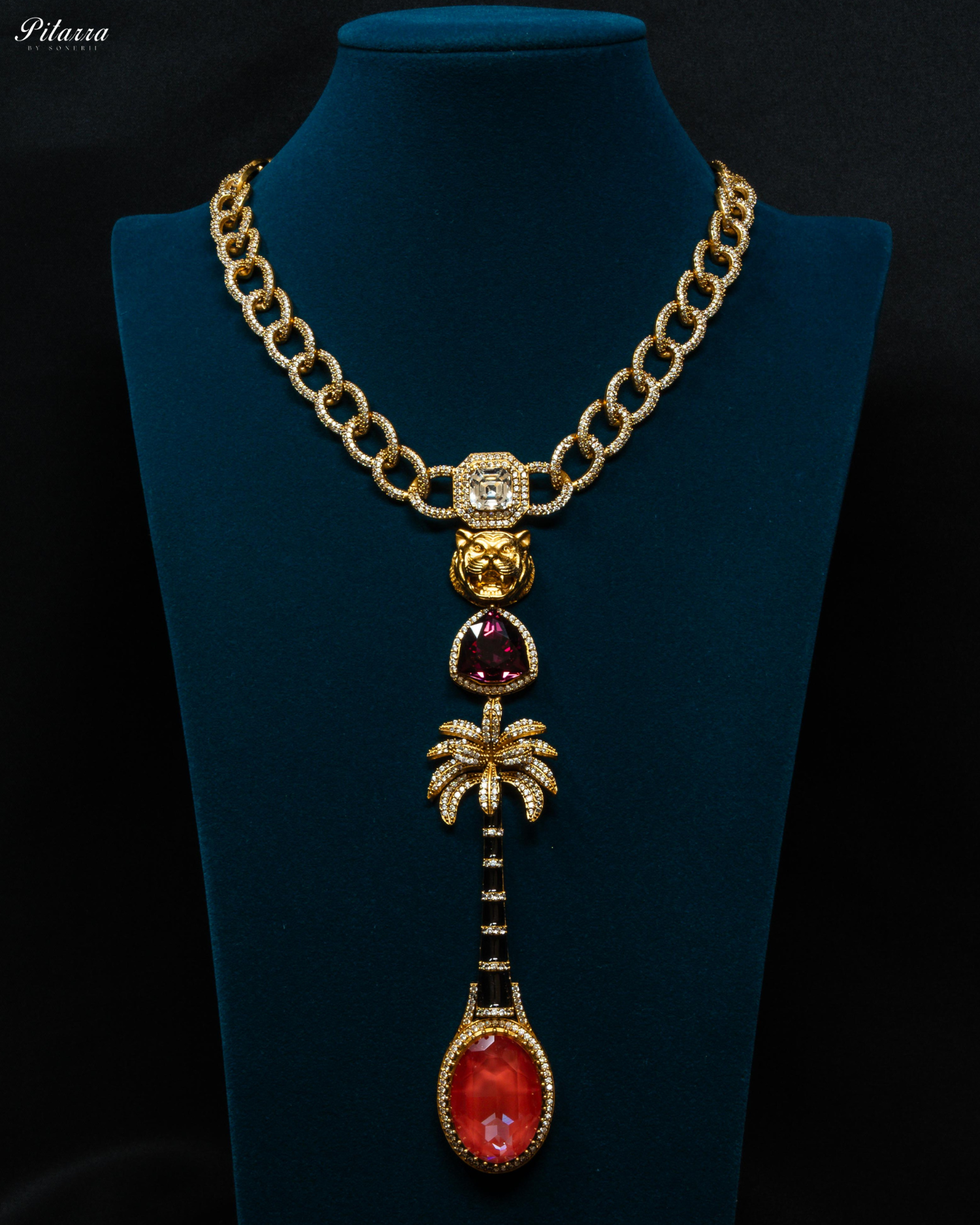 Gold Plated Wine Red Multistone Kundan Necklace Set