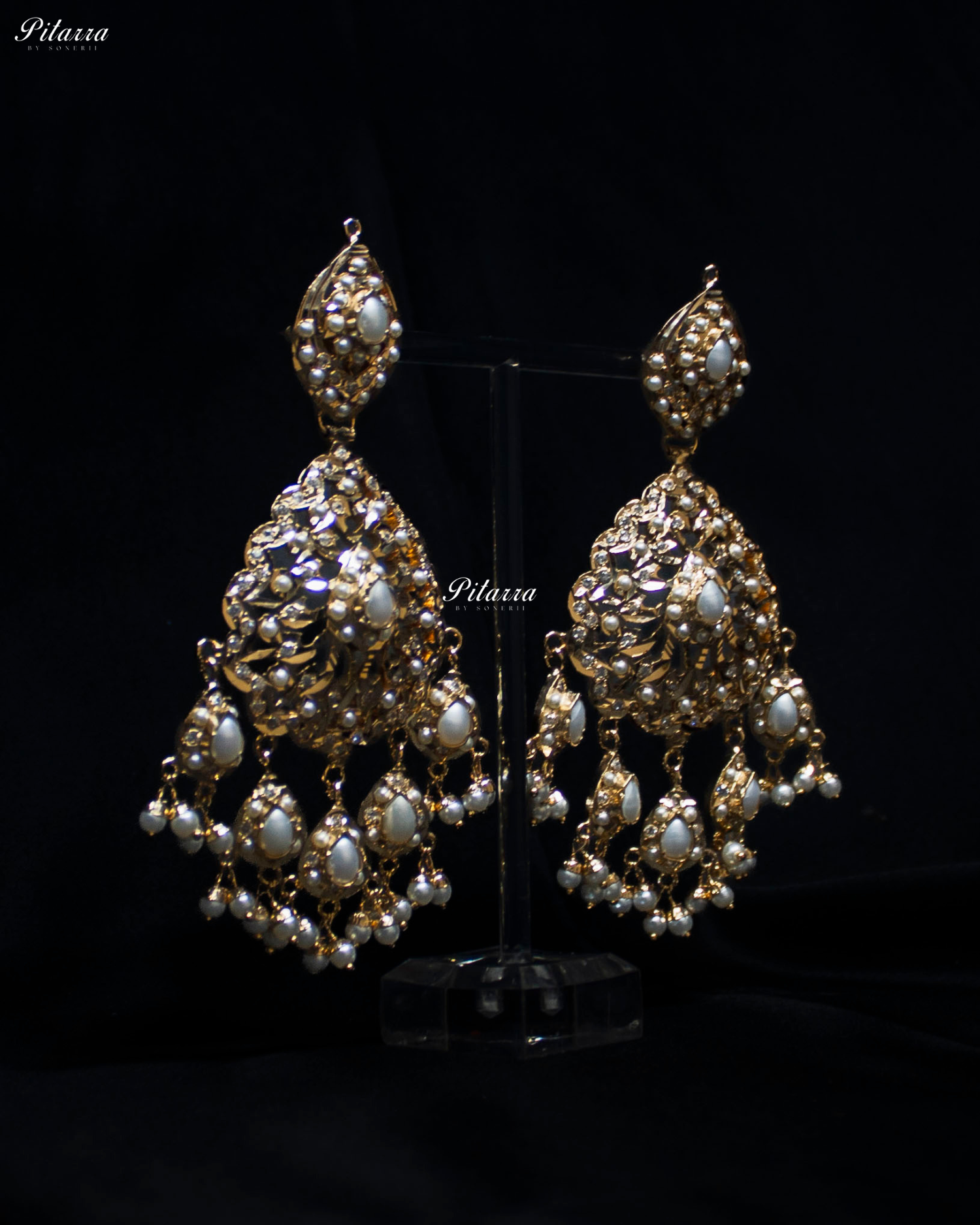 White Studed Handcrafted Chandbali Earrings