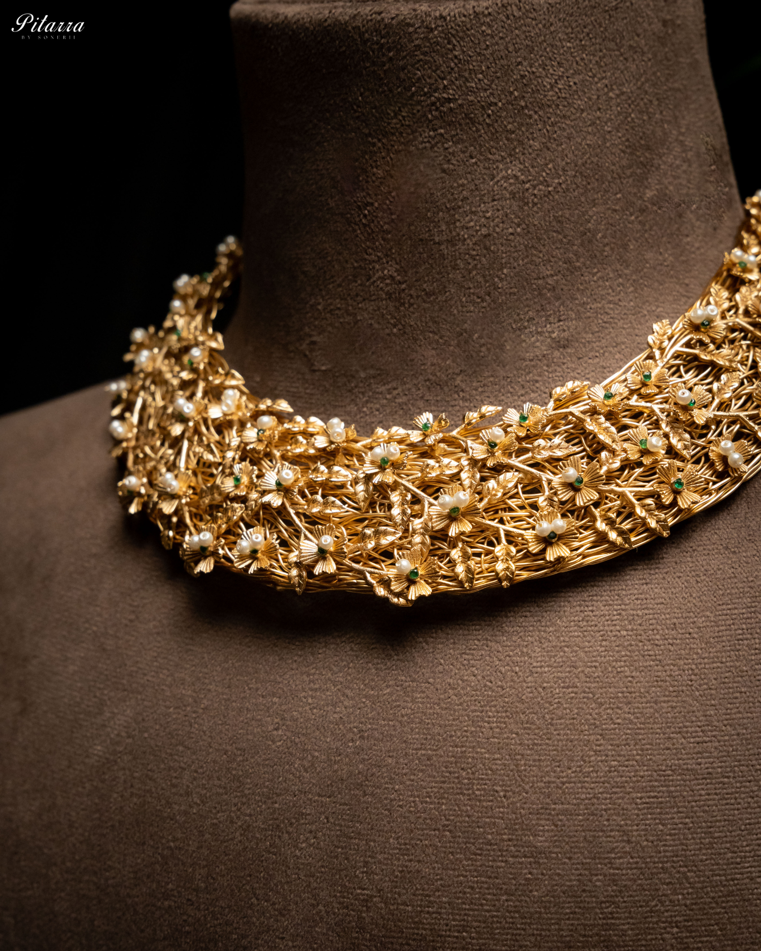 White And Gold Handcrafted Choker Set